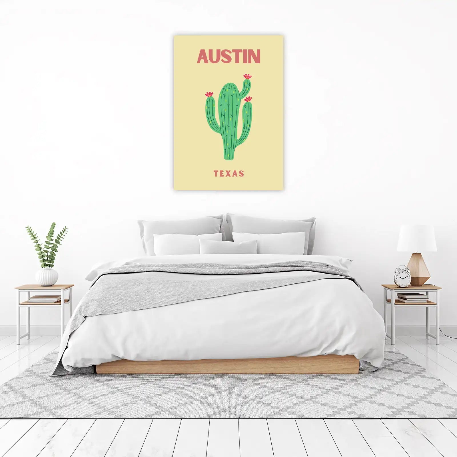 Austin Cactus Texas Retro Wall Art