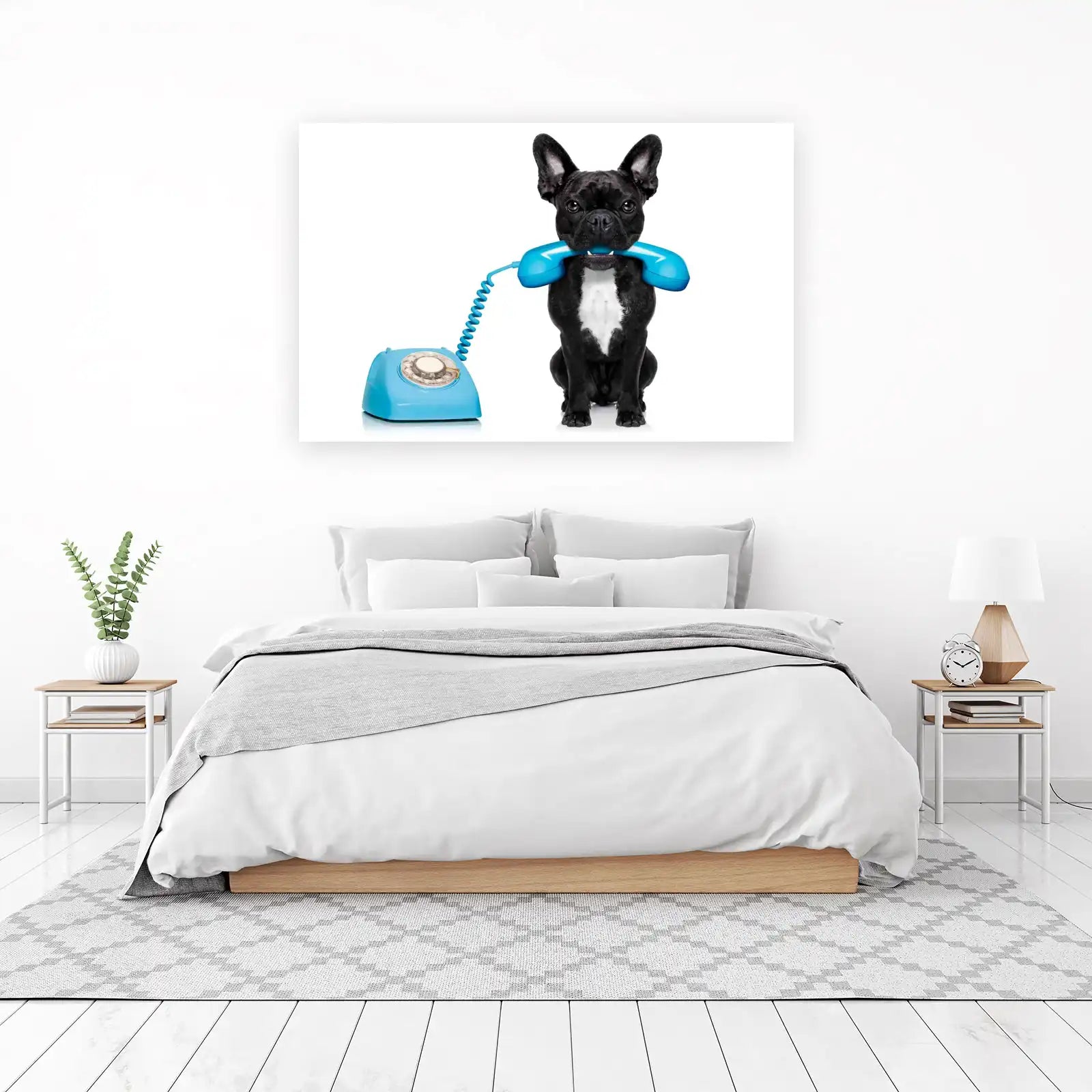 Playful French Bulldog on Phone Wall Art