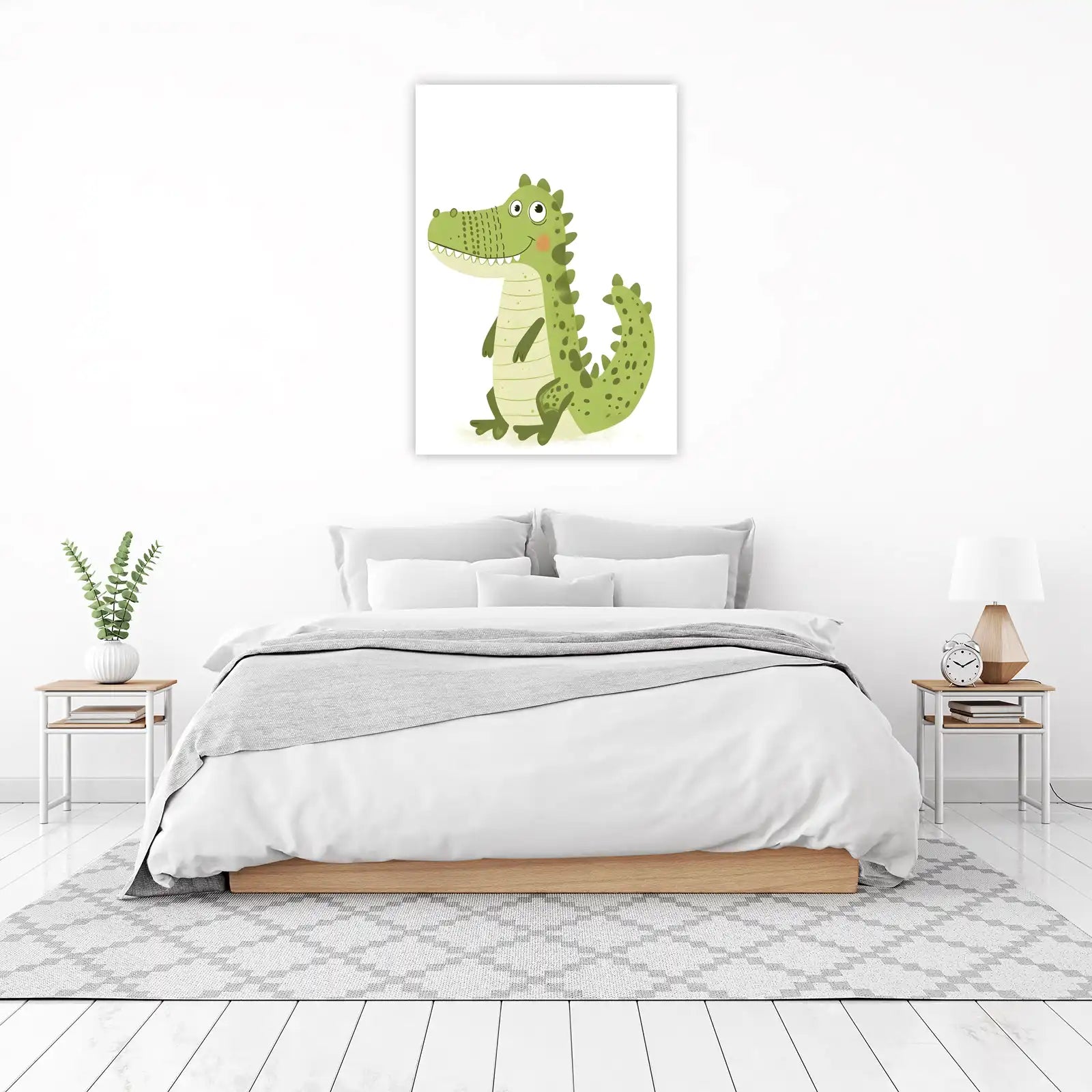 Cute Green Dinosaur Playful Wall Art