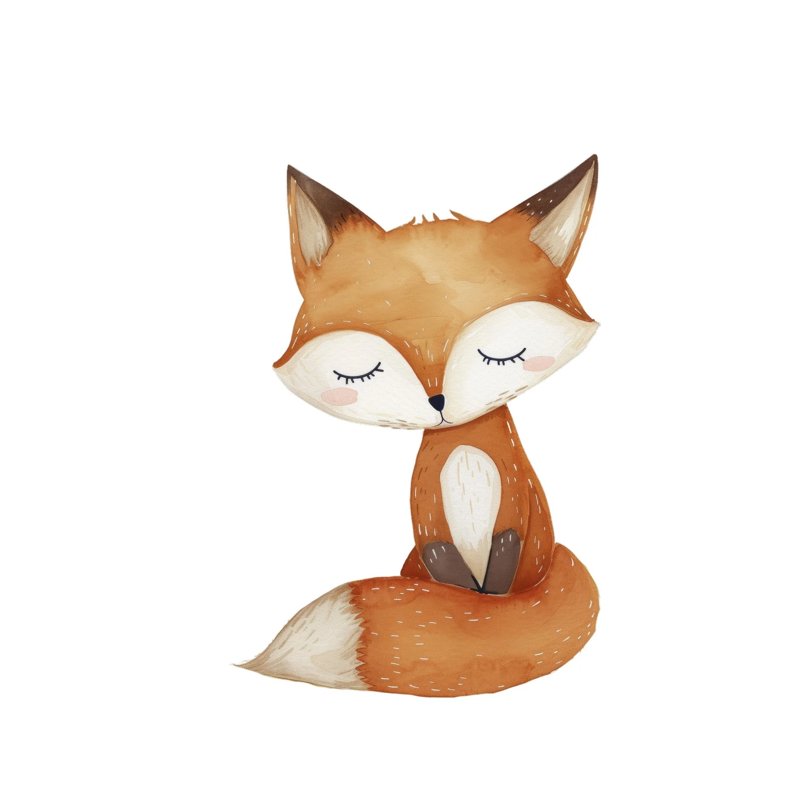 Adorable Sleeping Fox Watercolor Wall Art