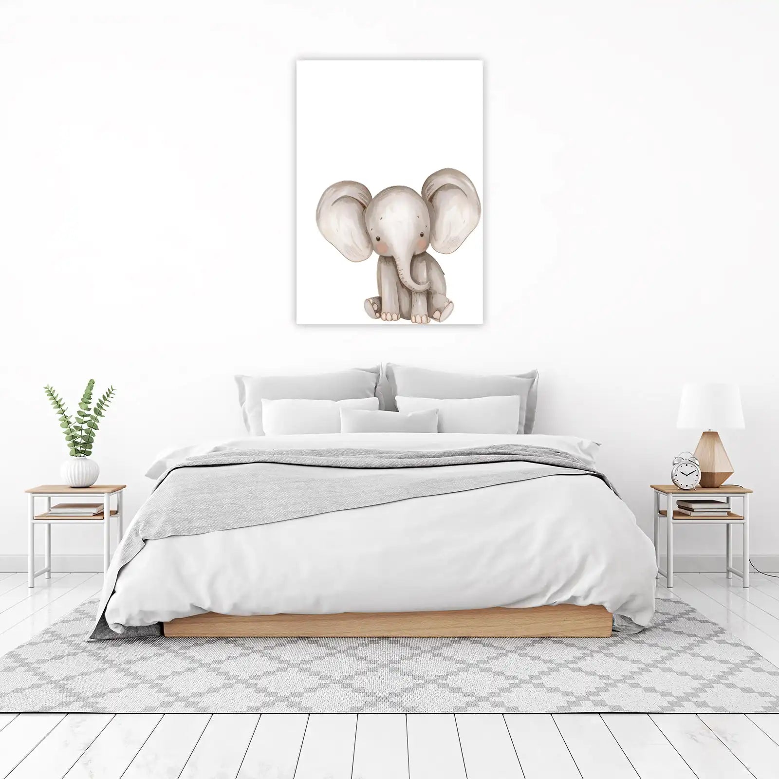 Adorable Baby Elephant Watercolor Wall Art