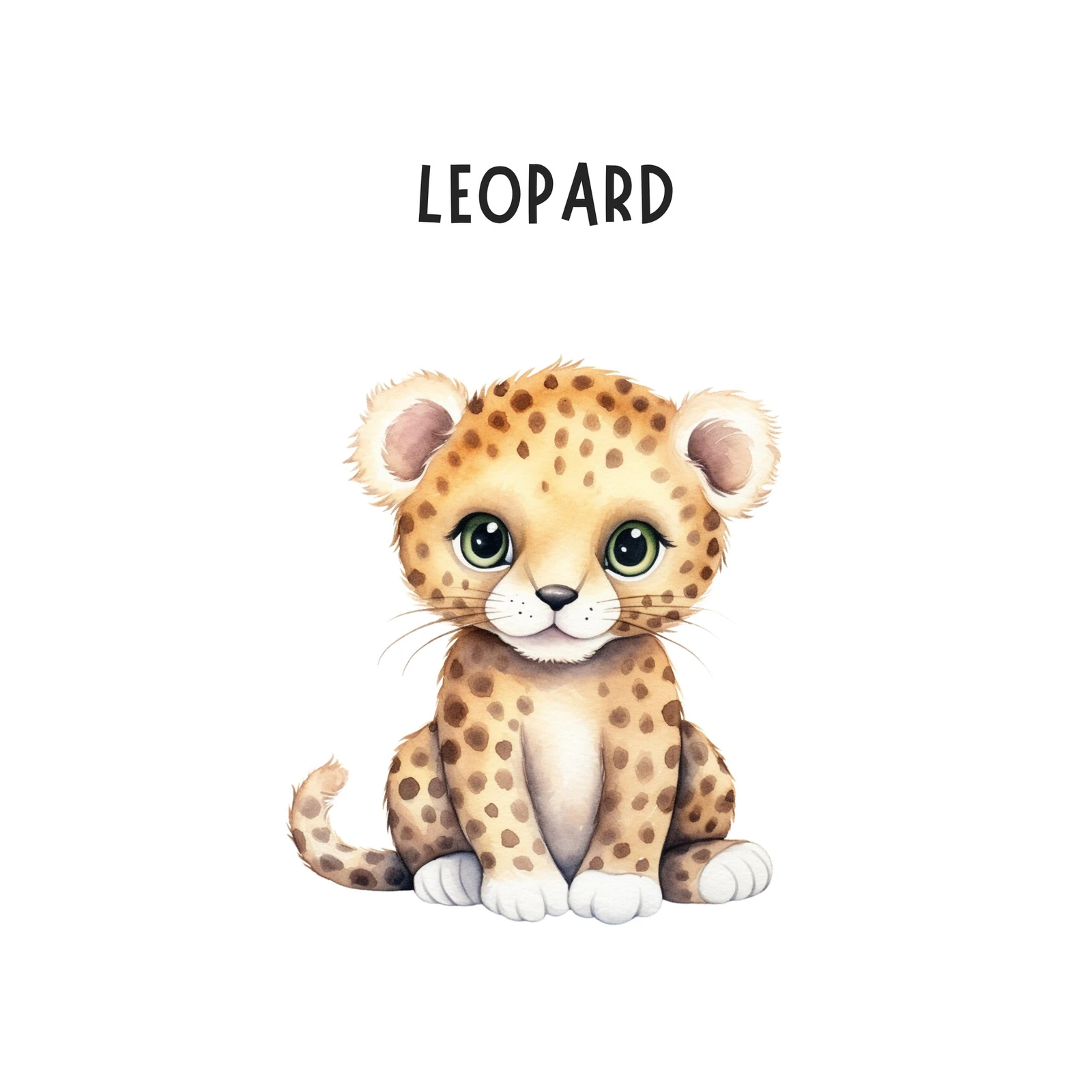 Adorable Baby Leopard Watercolor Wall Art