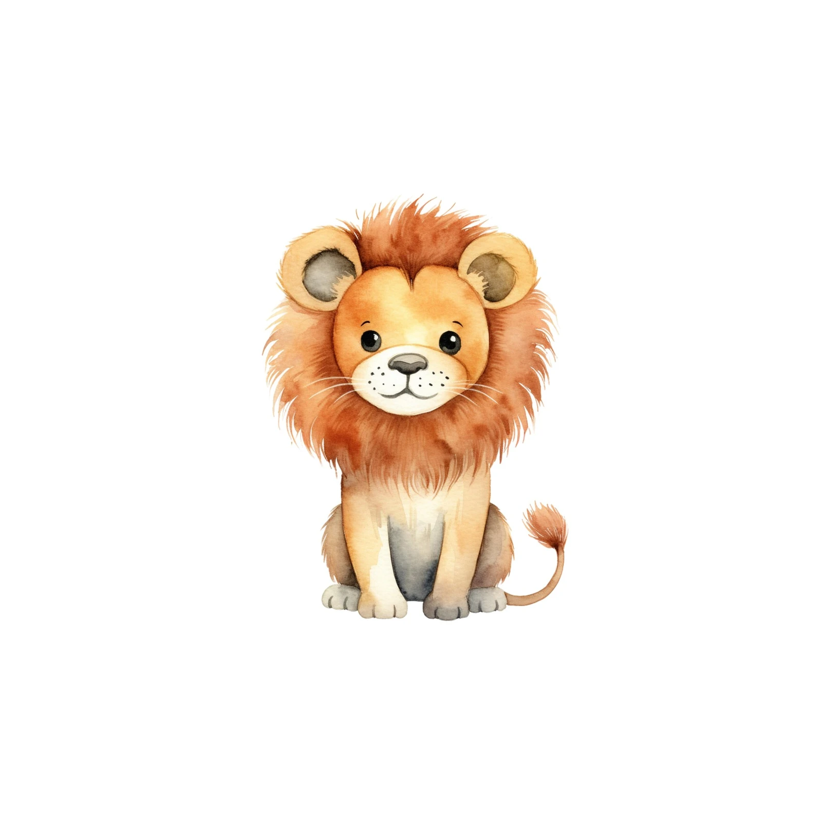 Cute Watercolor Lion Nursery Art Wall Art