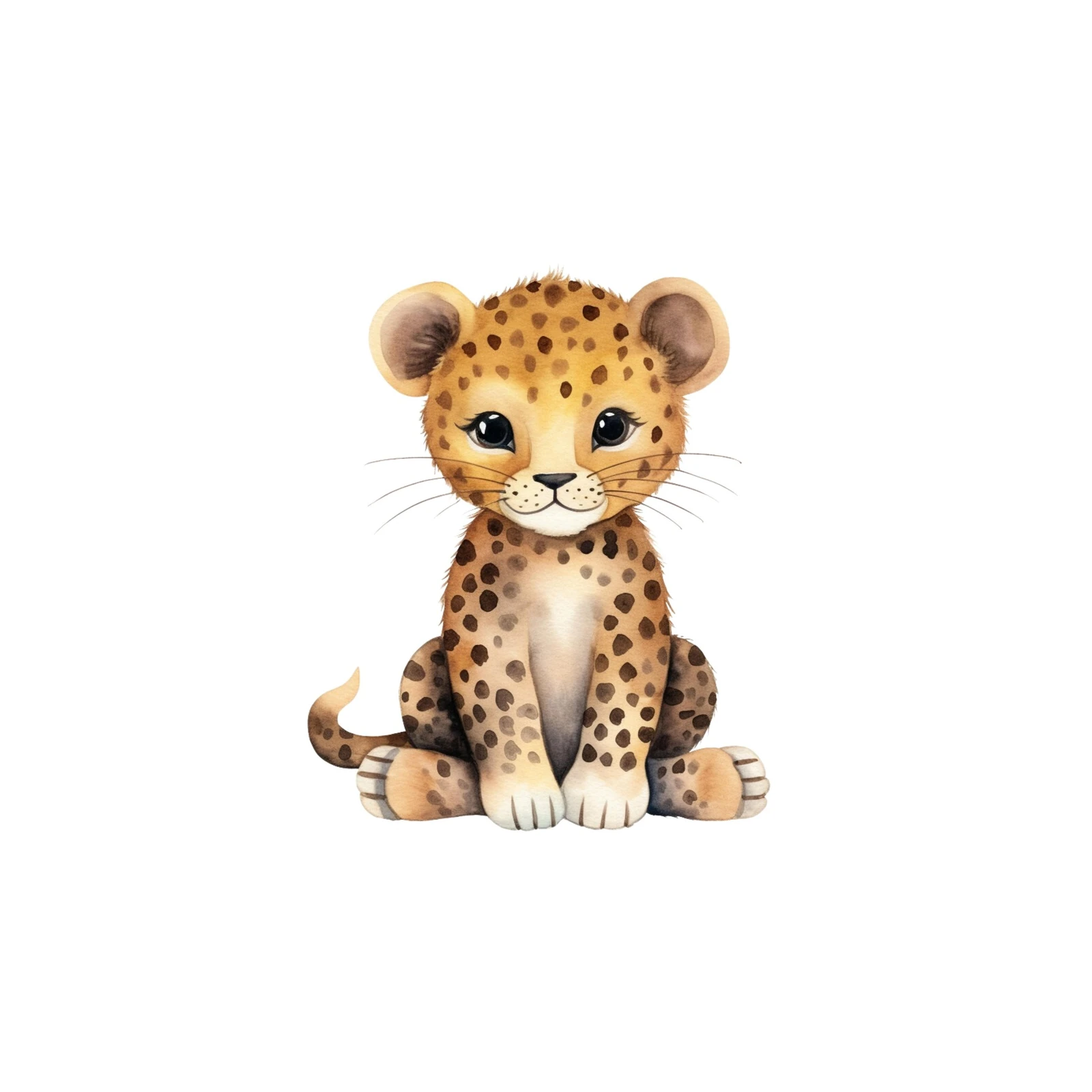 Cute Baby Leopard Watercolor Wall Art