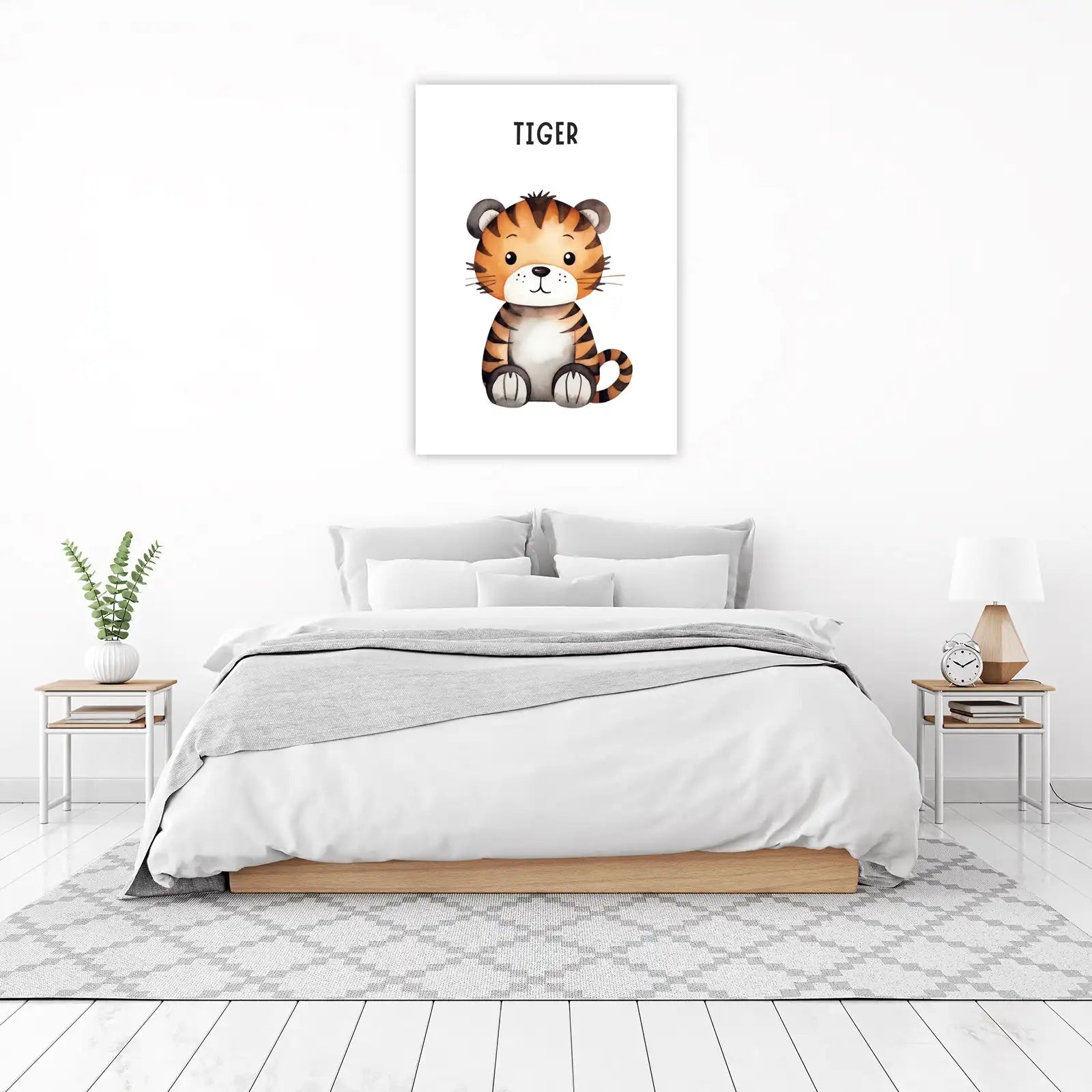 Adorable Tiger Watercolor Nursery Art Wall Art