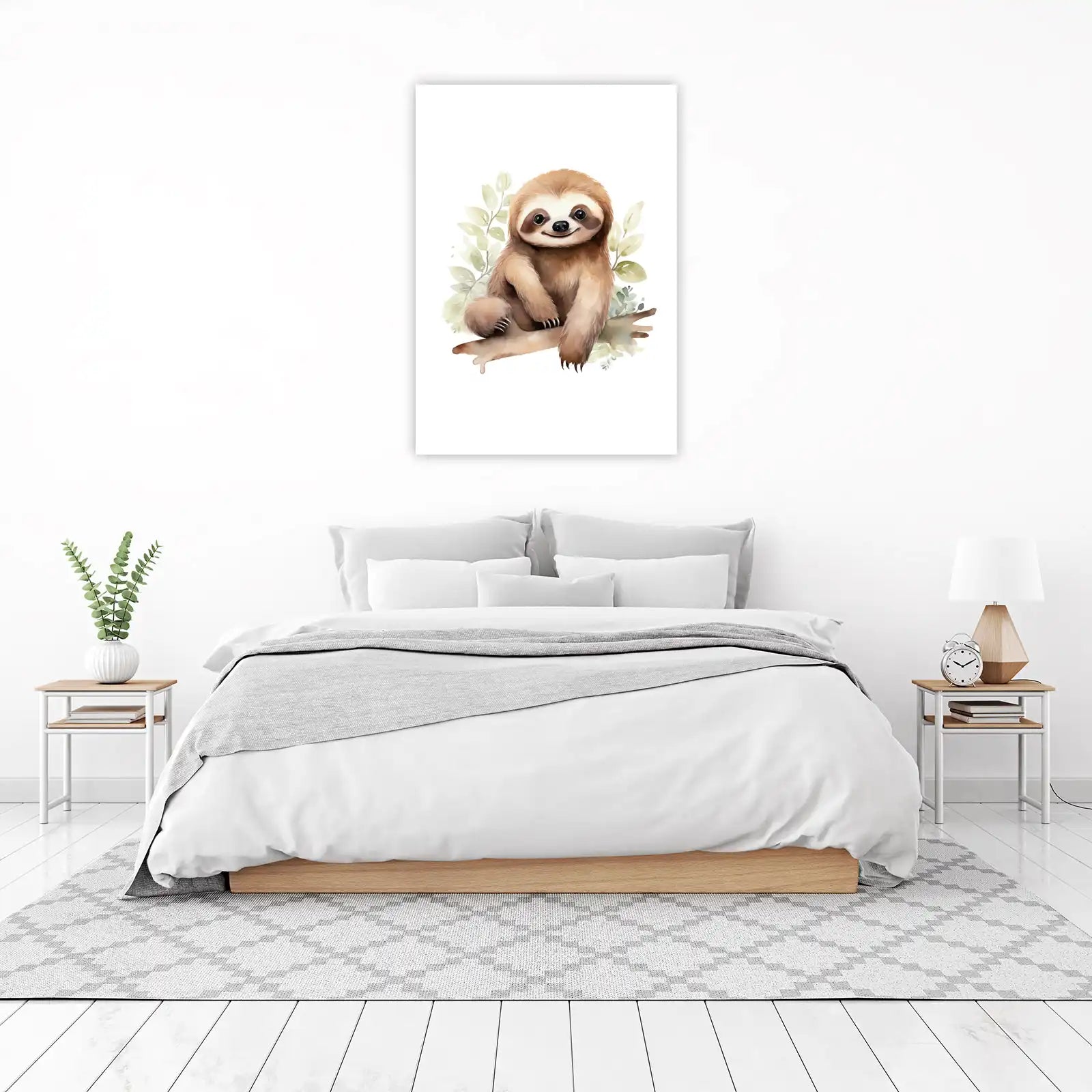 Adorable Sloth Watercolor Wall Art for Nursery