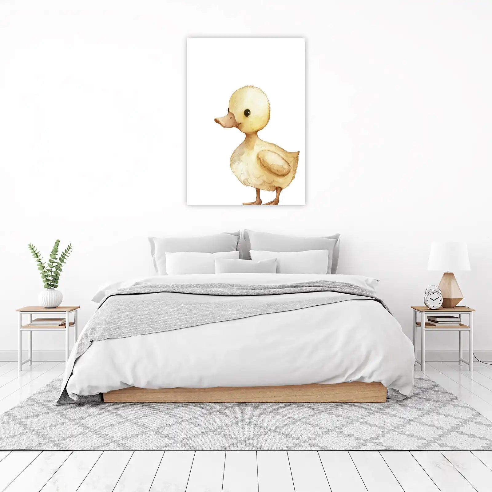Adorable Yellow Duckling Watercolor Wall Art