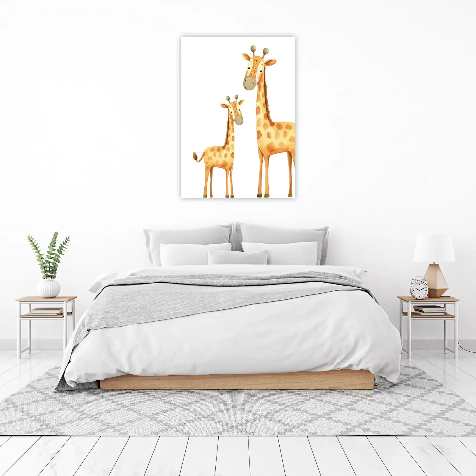 Mama & Baby Giraffe Watercolor Wall Art