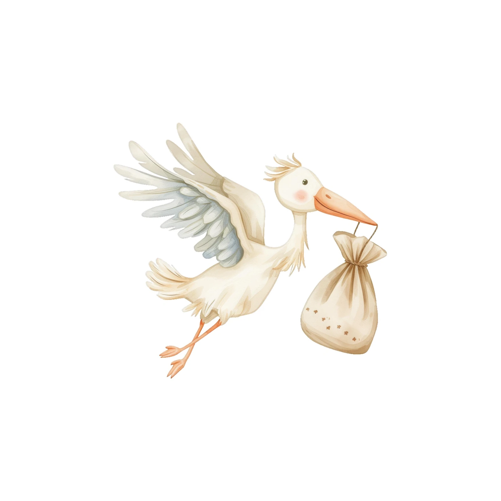 Adorable Stork Baby Delivery Watercolor Wall Art
