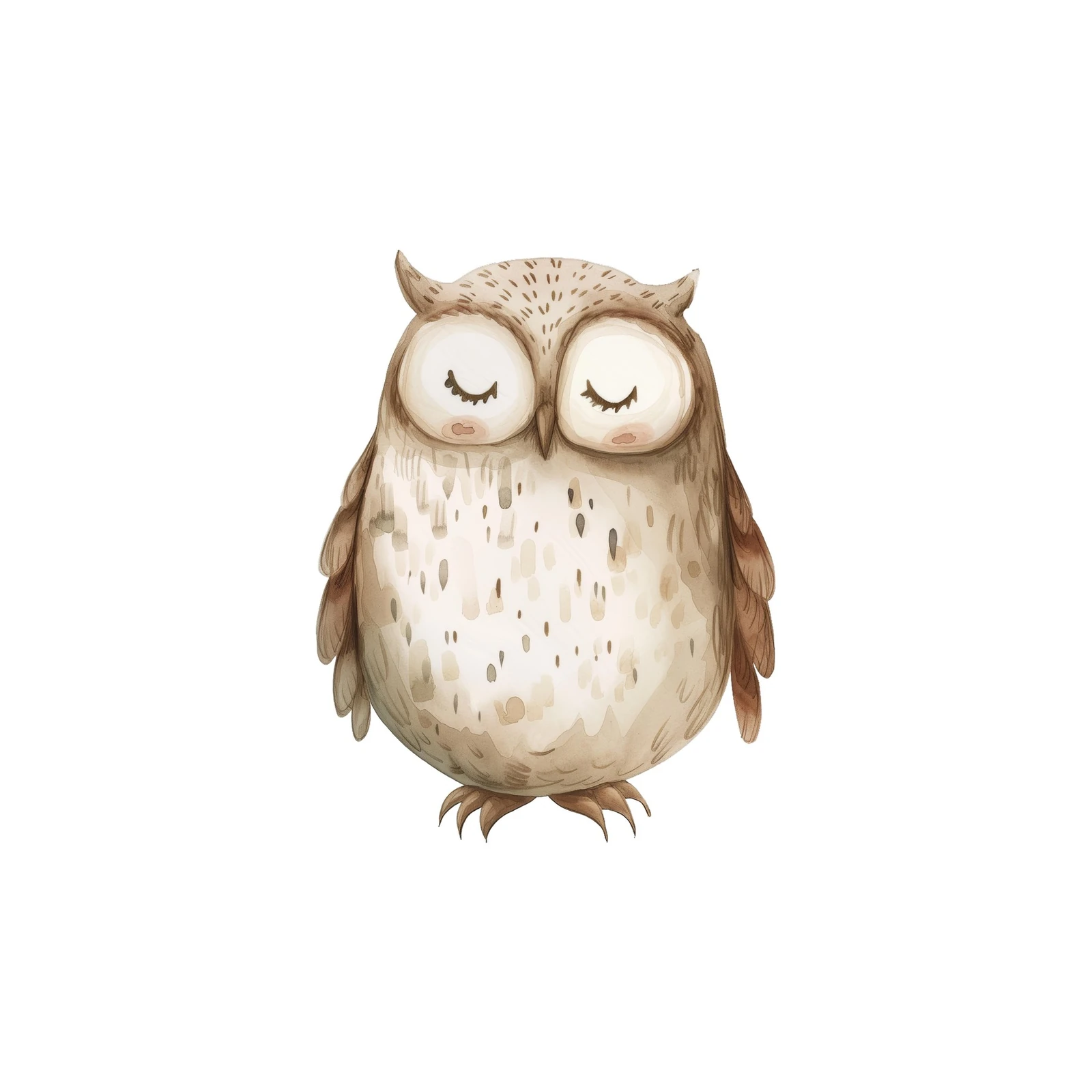 Adorable Sleeping Owl Watercolor Wall Art