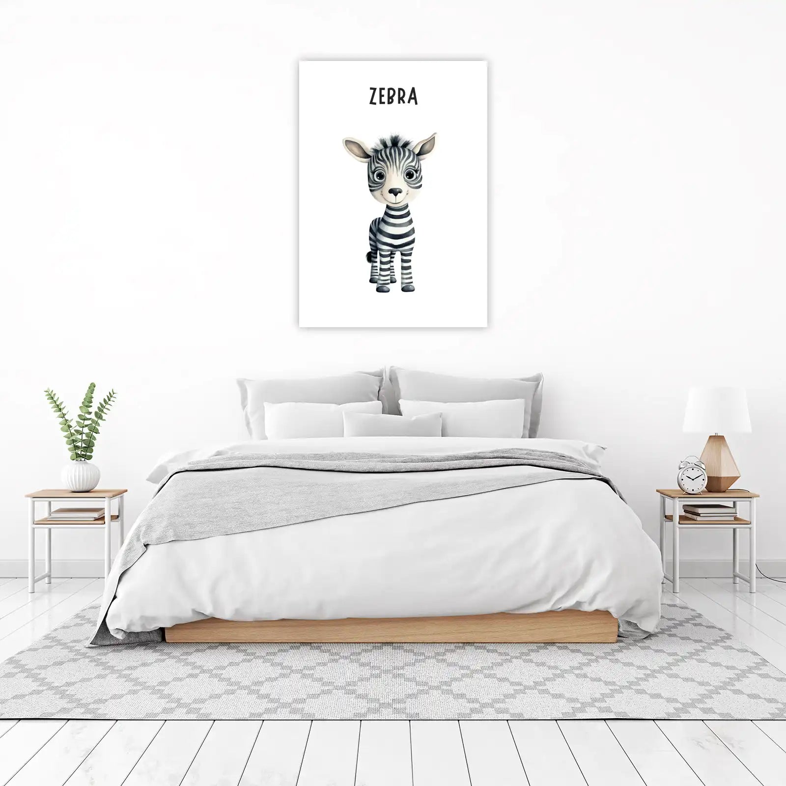 Cute Zebra Watercolor Safari Animal Wall Art