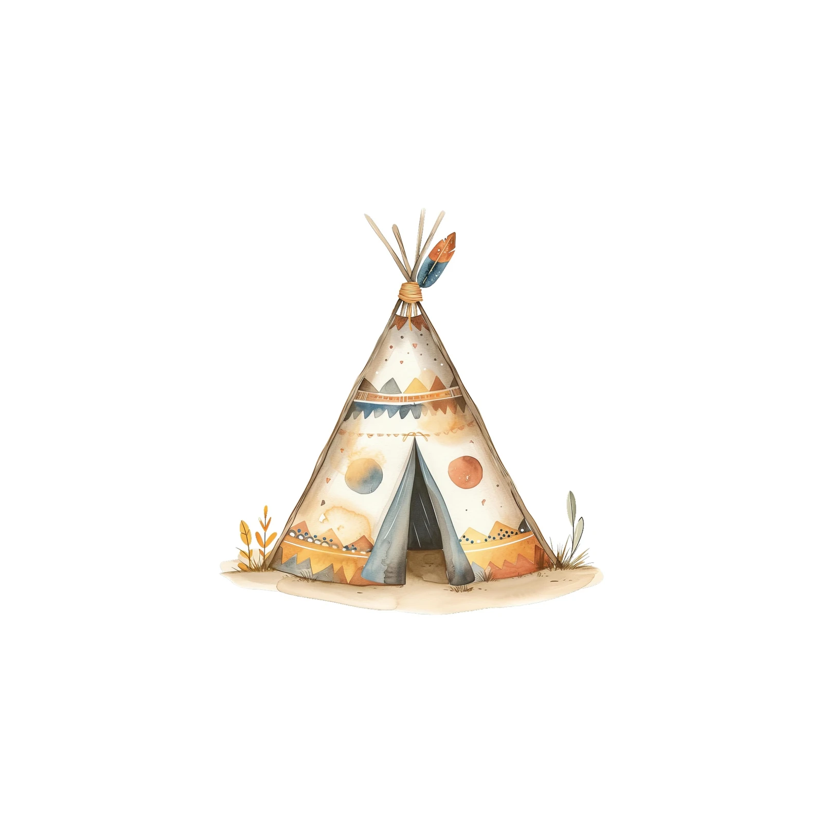 Boho Tribal Teepee Nursery Art Wall Art