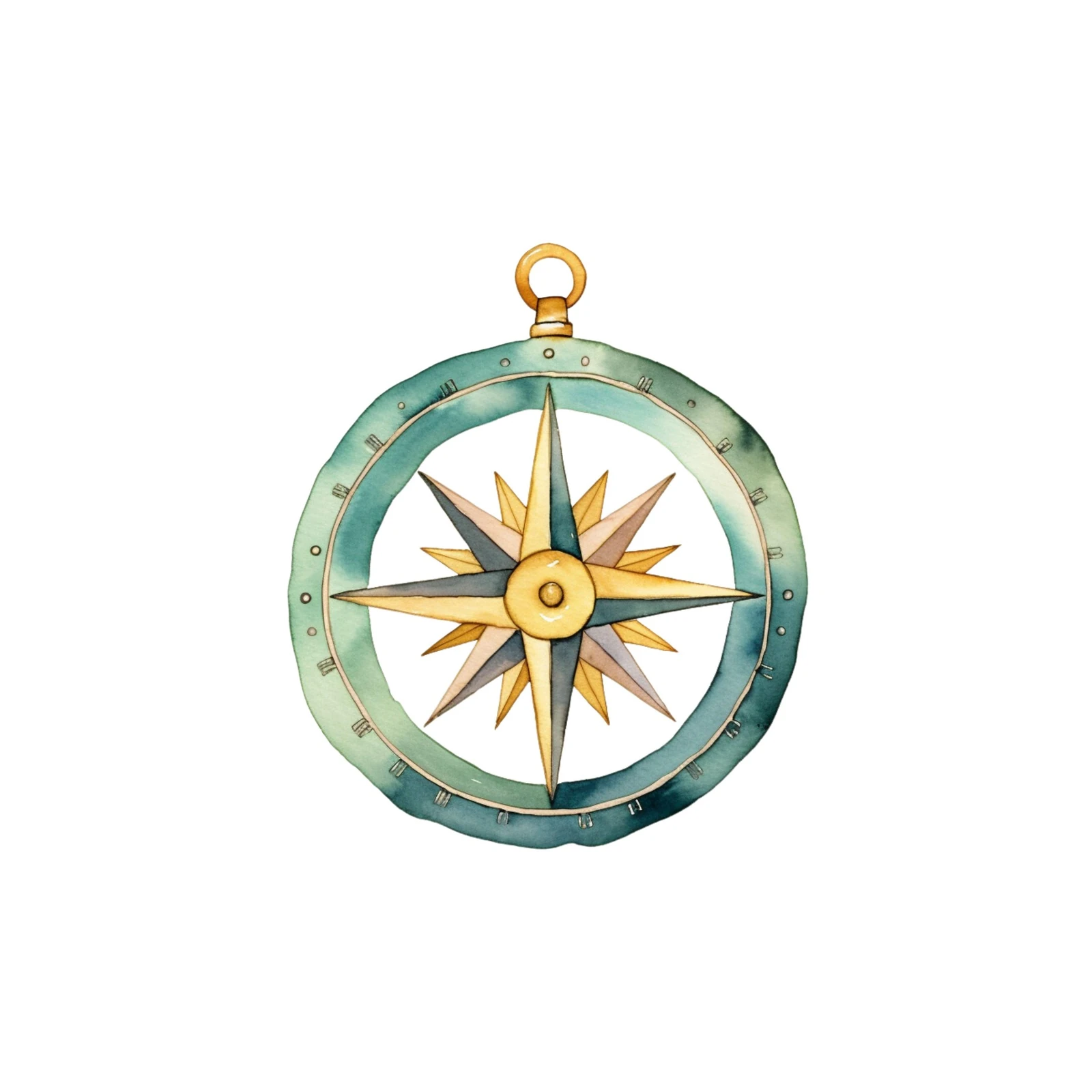 Vintage Watercolor Compass Wall Art Wall Art