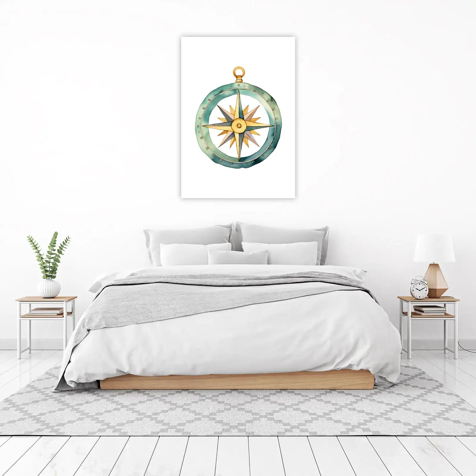Vintage Watercolor Compass Wall Art Wall Art