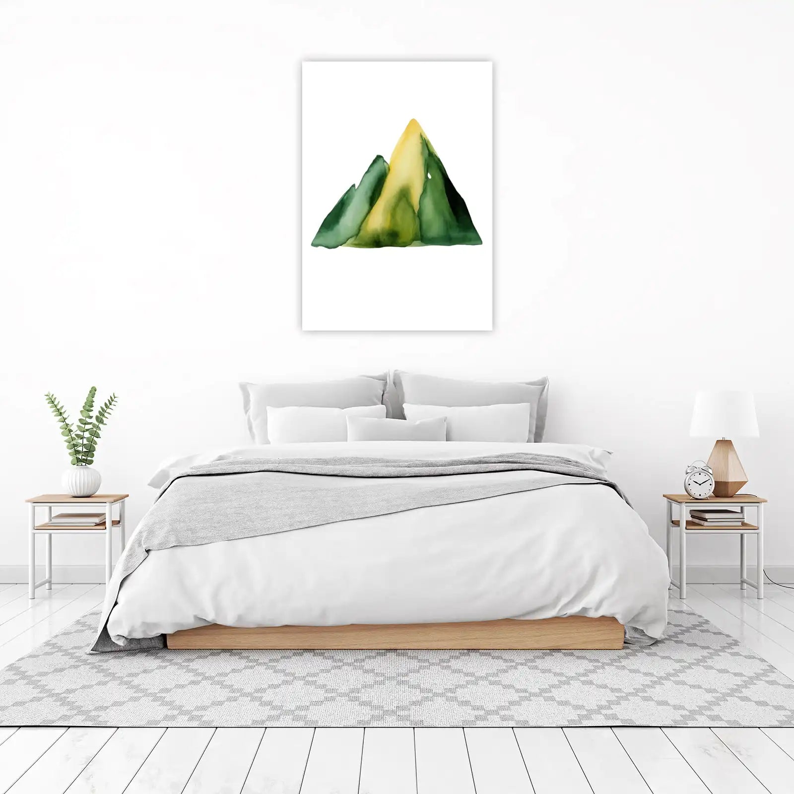 Serene Mountainscape Watercolor Wall Art