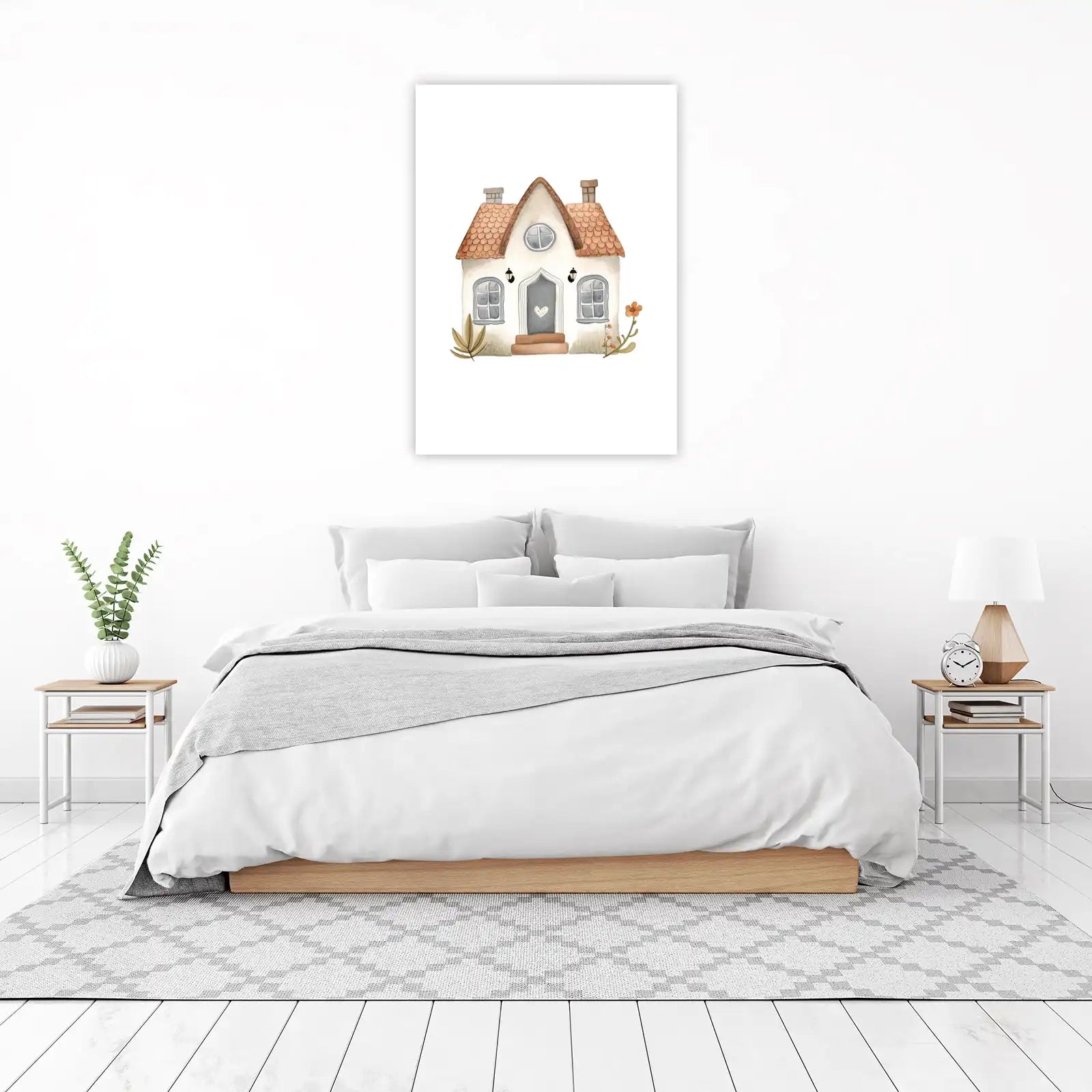 Cozy Cottage Whimsical Home Watercolor Wall Art