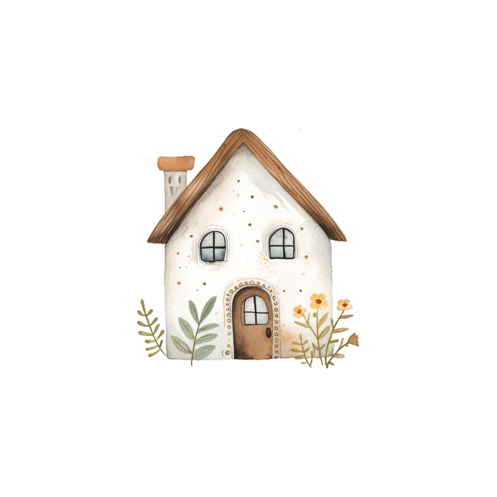 Whimsical Cottage Botanical Watercolor Wall Art