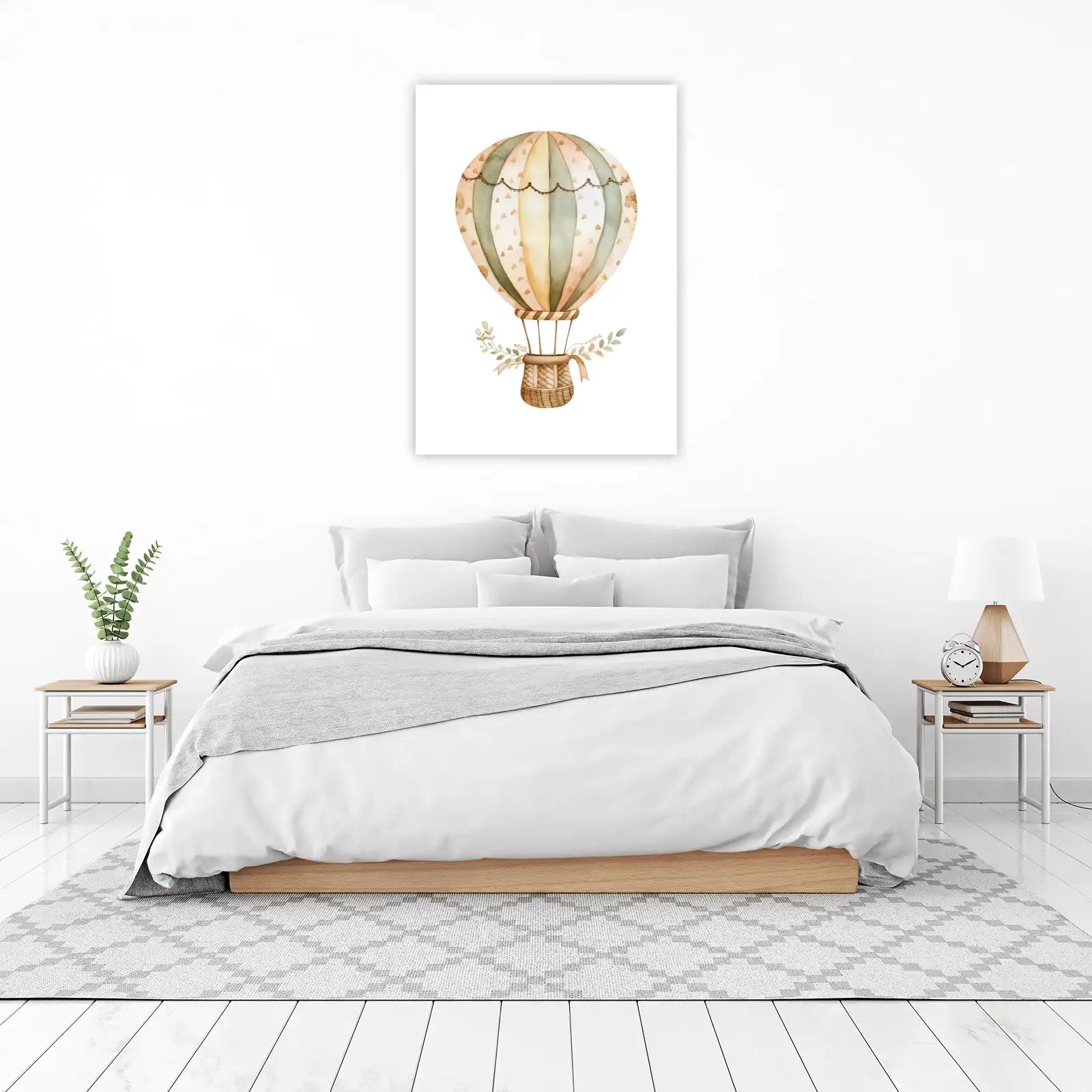 Boho Hot Air Balloon Nursery Art Wall Art