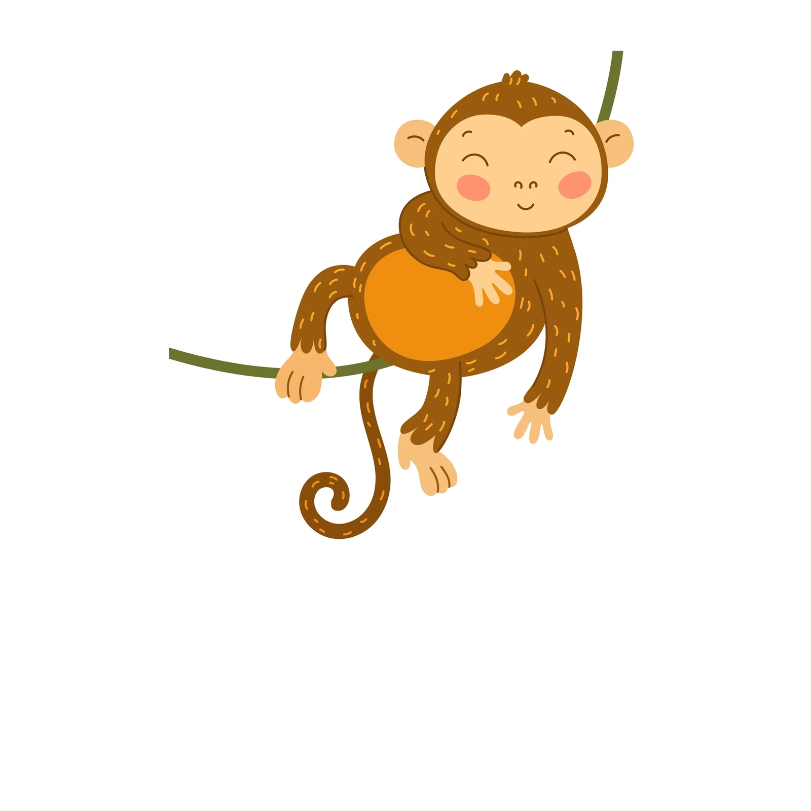Adorable Monkey Swinging on Vine Wall Art