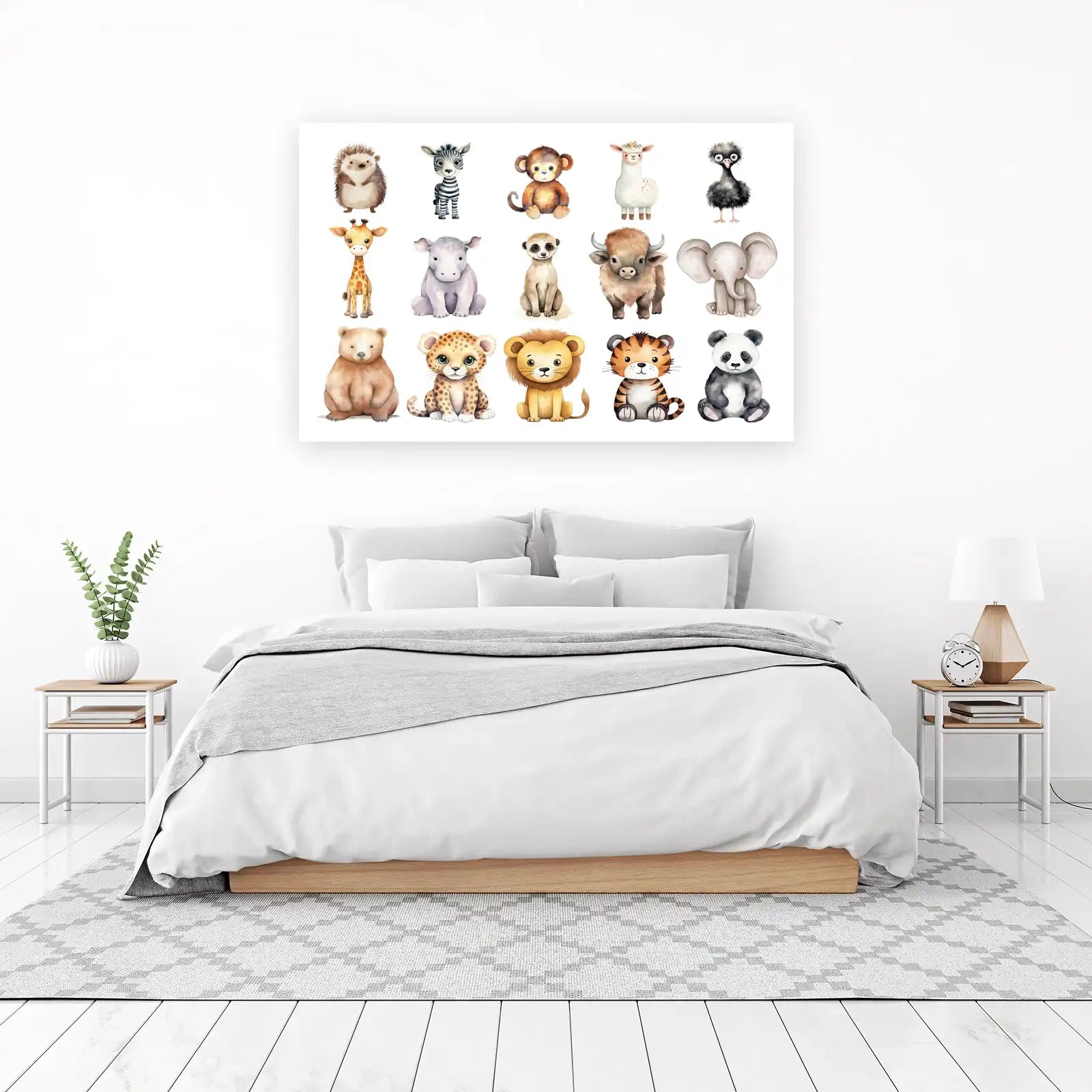 Adorable Watercolor Safari Animals Wall Art