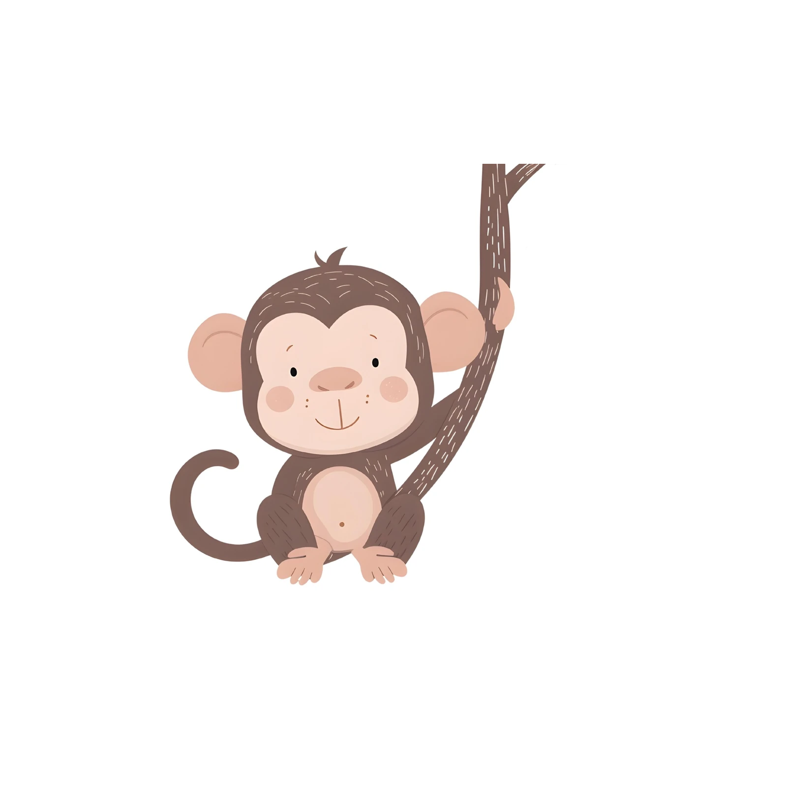 Cute Monkey Swinging on Tree Branch Wall Art