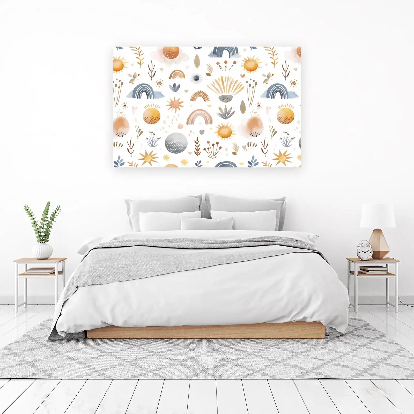 Boho Sun Rainbow Nursery Wall Art Wall Art