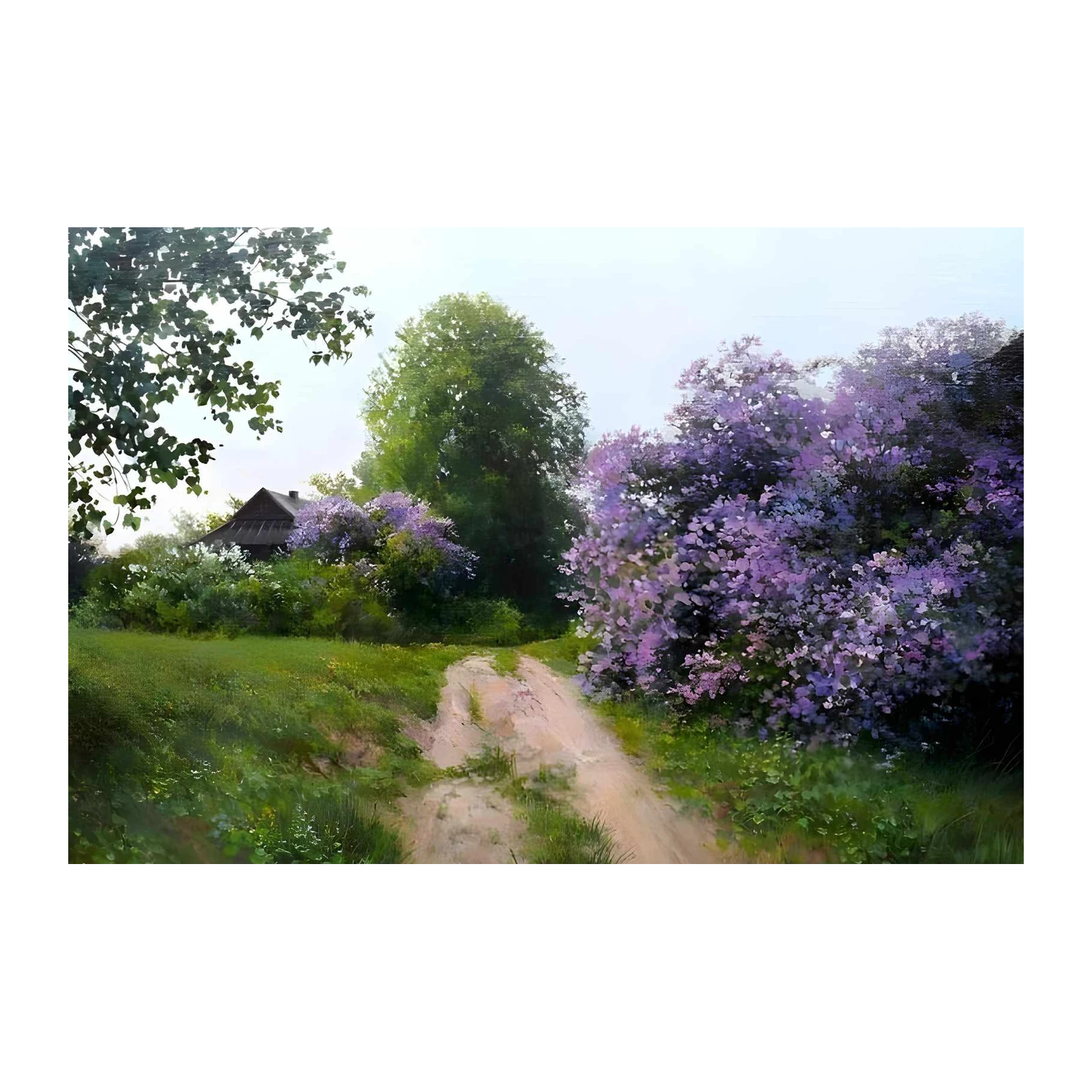 Enchanting Lilac Path Countryside Wall Art