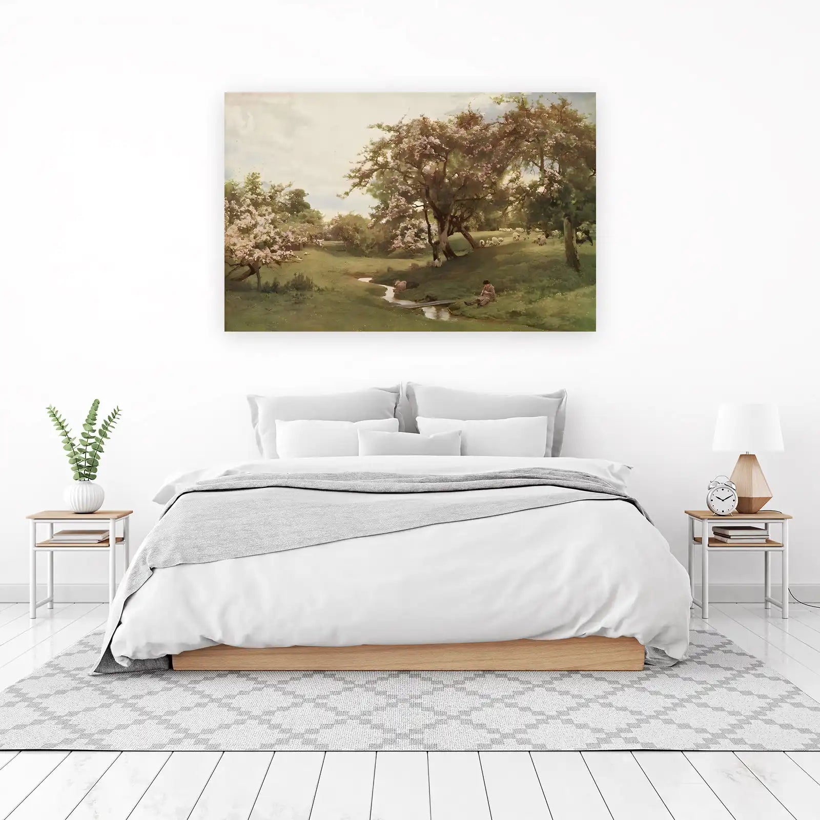 Pastoral Sheep Meadow Serenity Wall Art