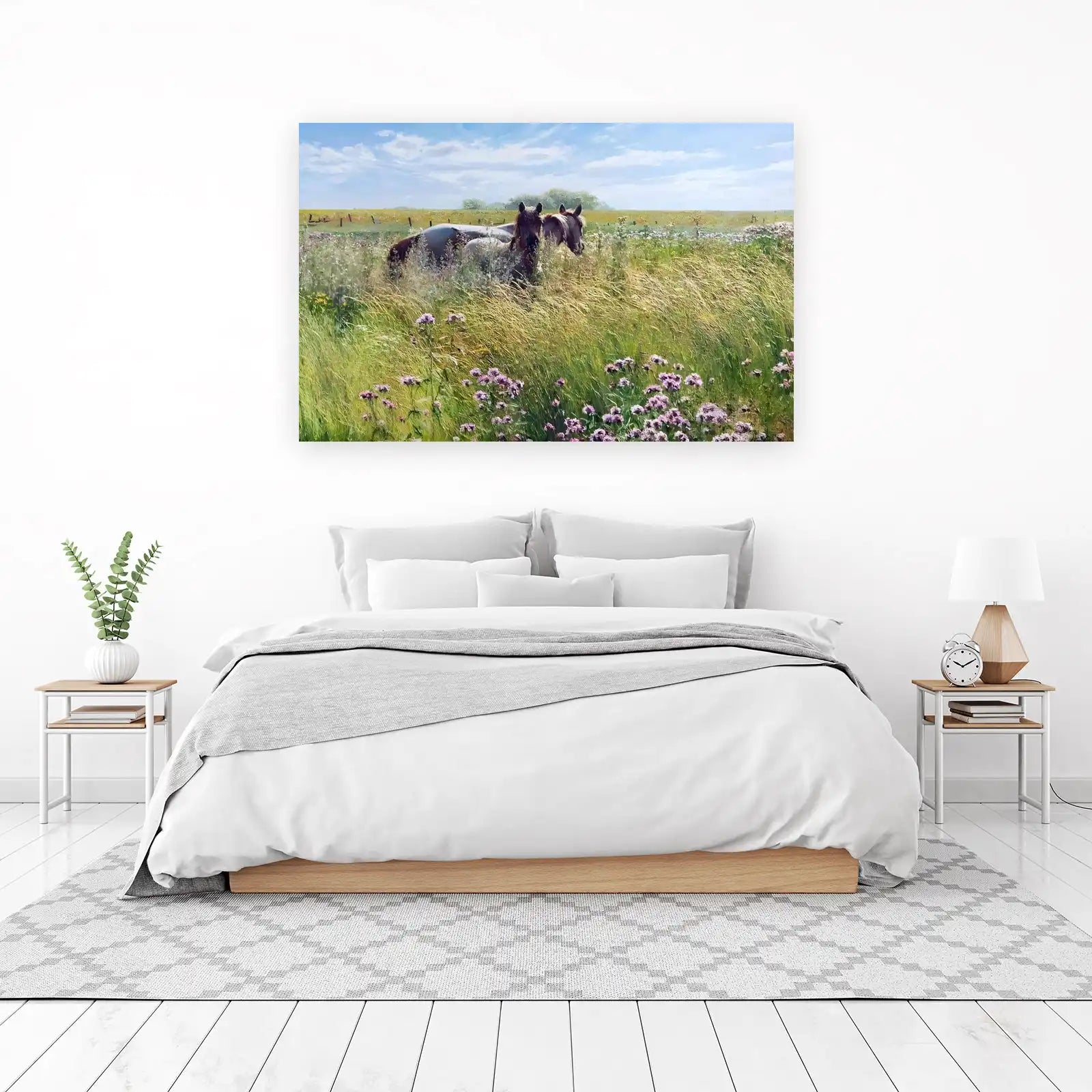 Serene Horses in Meadow Wall Art