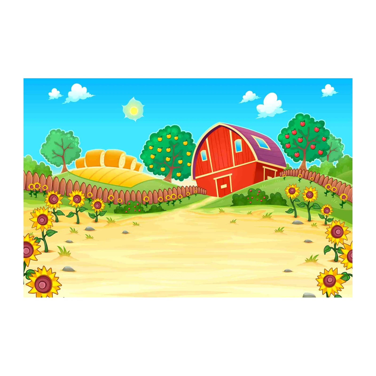 Charming Farmhouse Sunflower Landscape Wall Art
