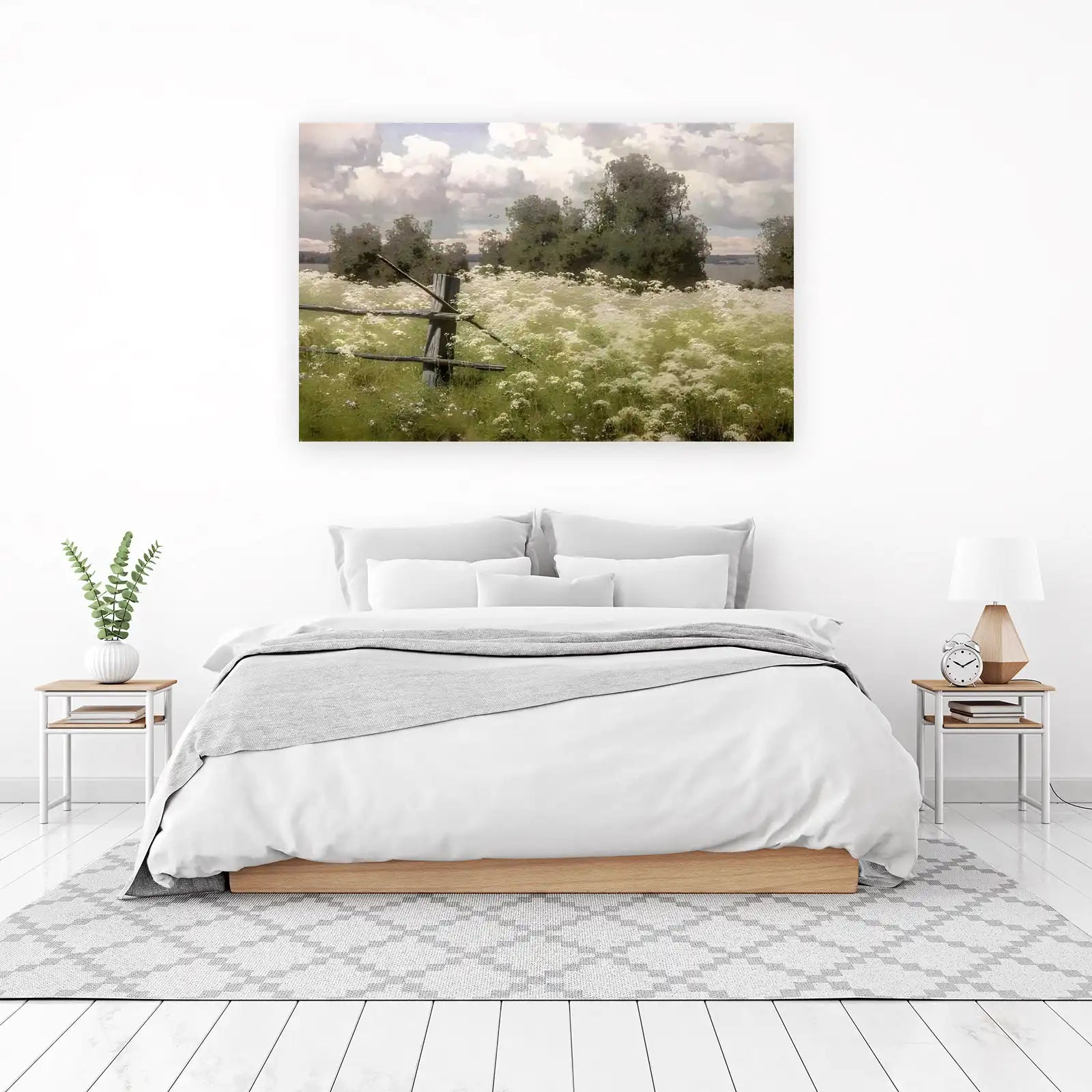 Serene Meadow Fence Landscape Wall Art