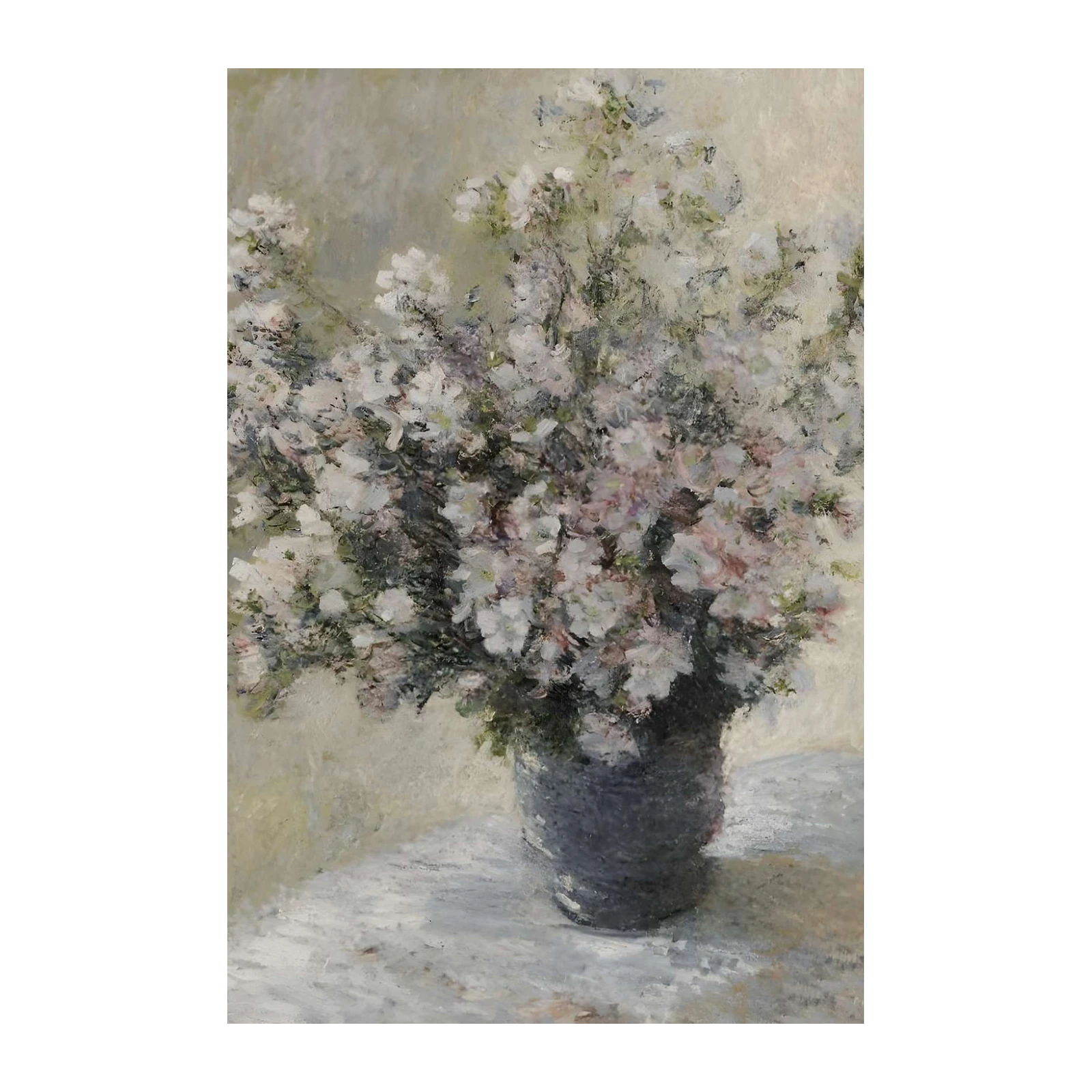 Soft White Floral Arrangement Oil Painting Wall Art