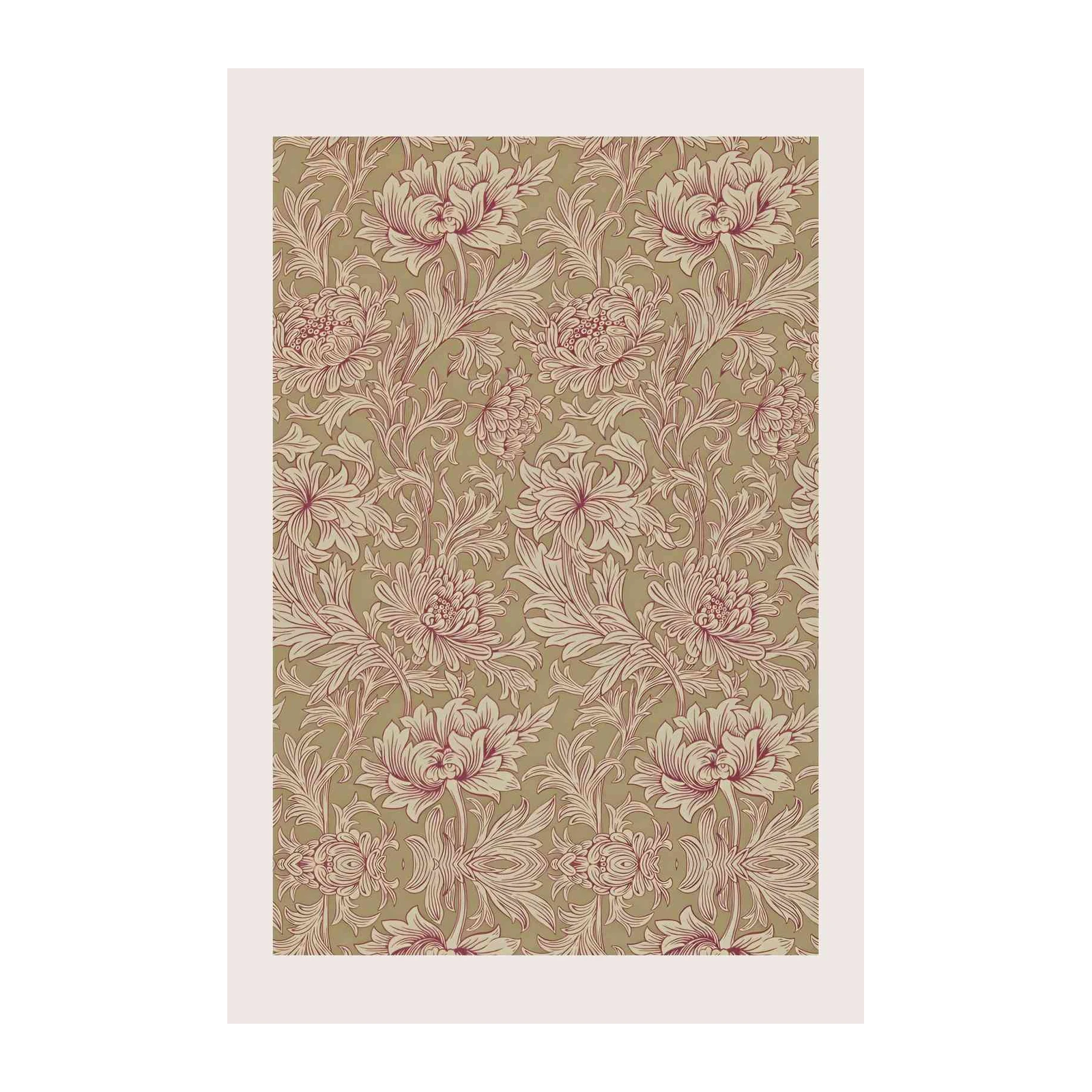 Vintage Floral Botanical Red & Gold Wall Art