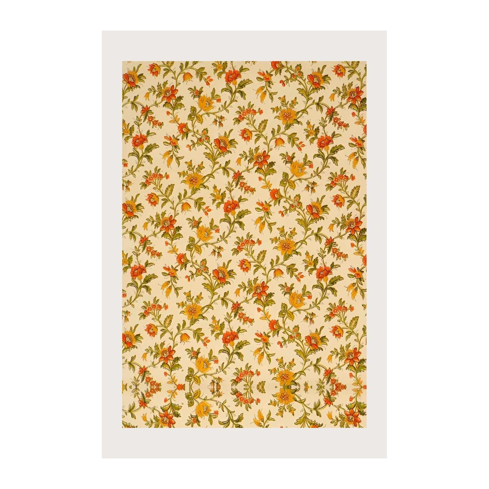 Vintage Floral Botanical Orange Yellow Wall Art