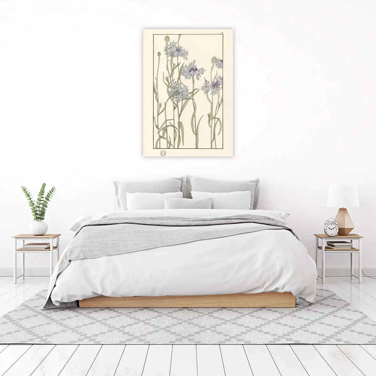 Art Nouveau Blue Cornflower Wall Art