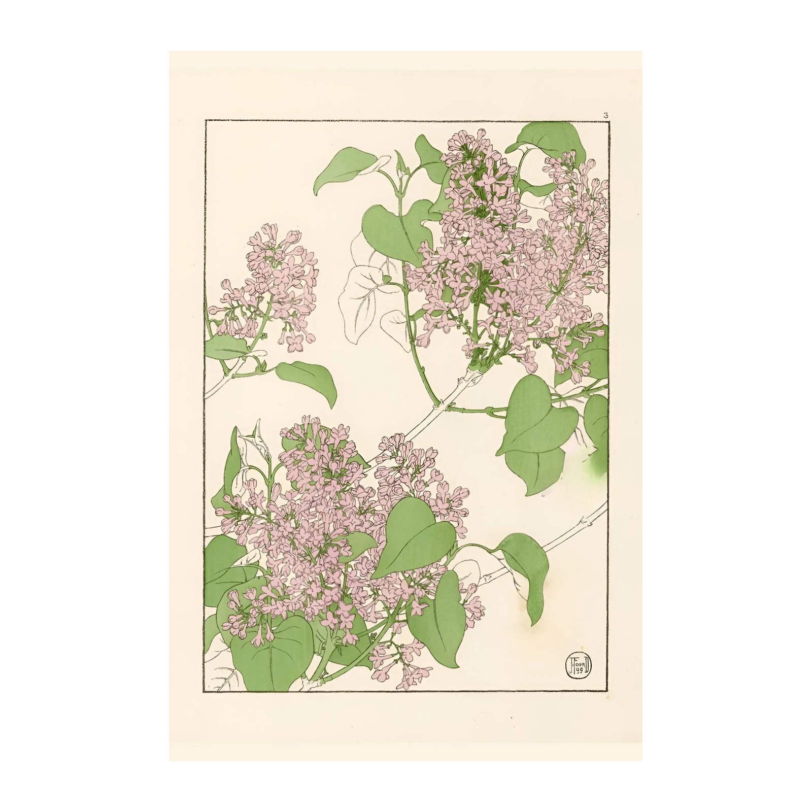 Art Nouveau Lilac Botanical Wall Art