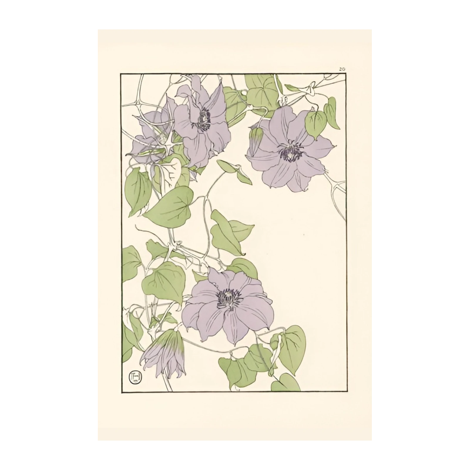 Elegant Lavender Floral Art Nouveau Wall Art
