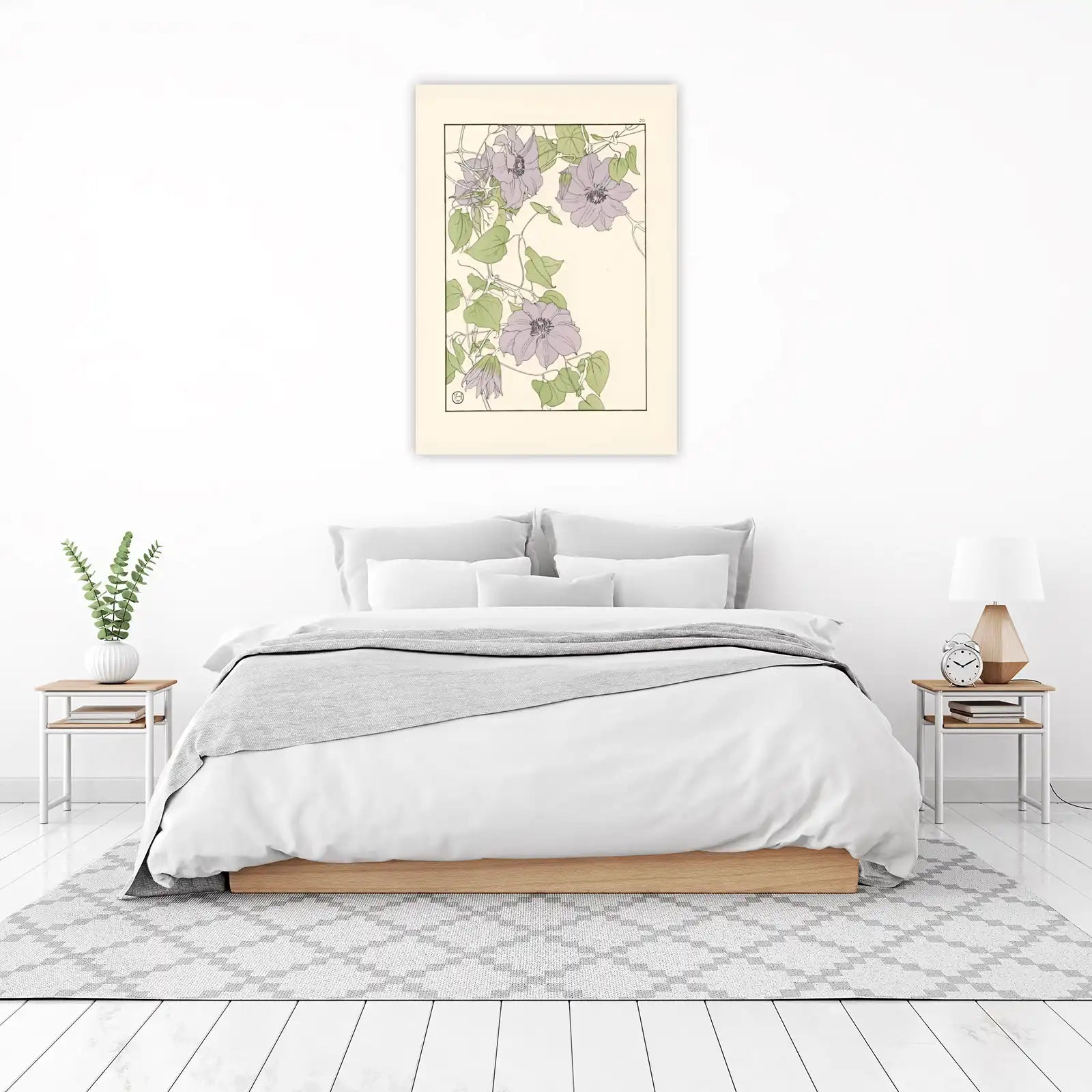 Elegant Lavender Floral Art Nouveau Wall Art
