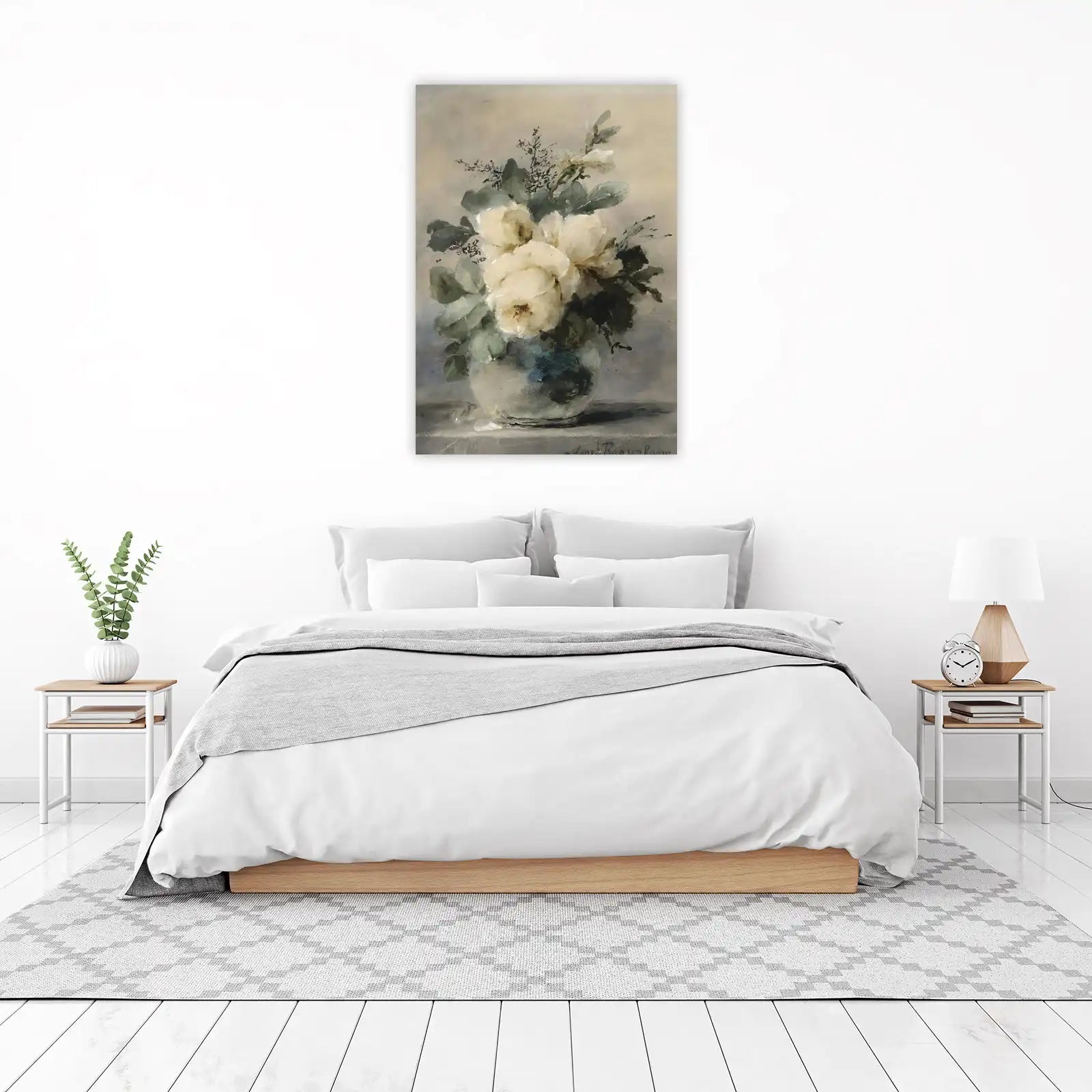 Elegant White Roses Still Life Wall Art