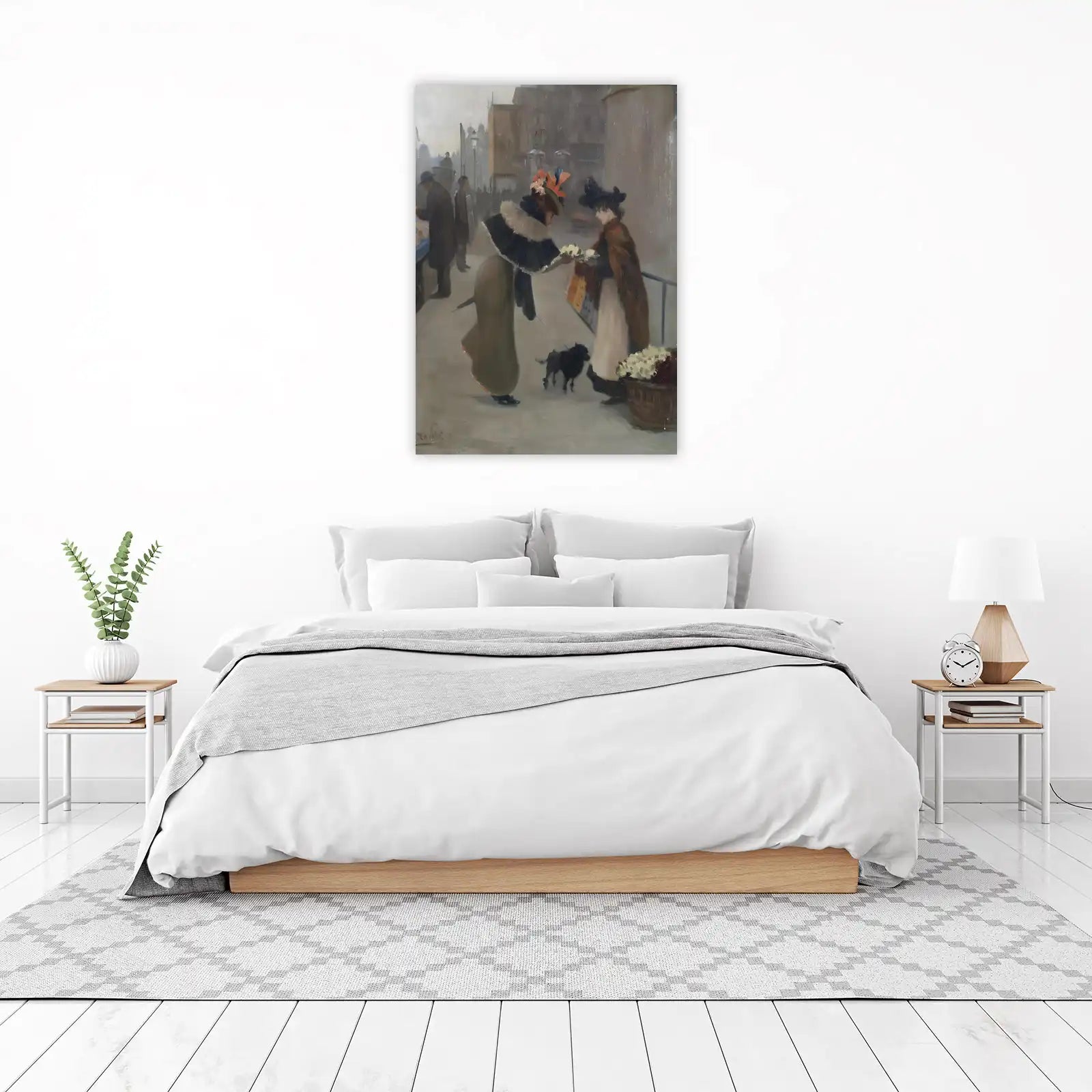 Elegant Parisian Street Scene with Flowers Wall Art