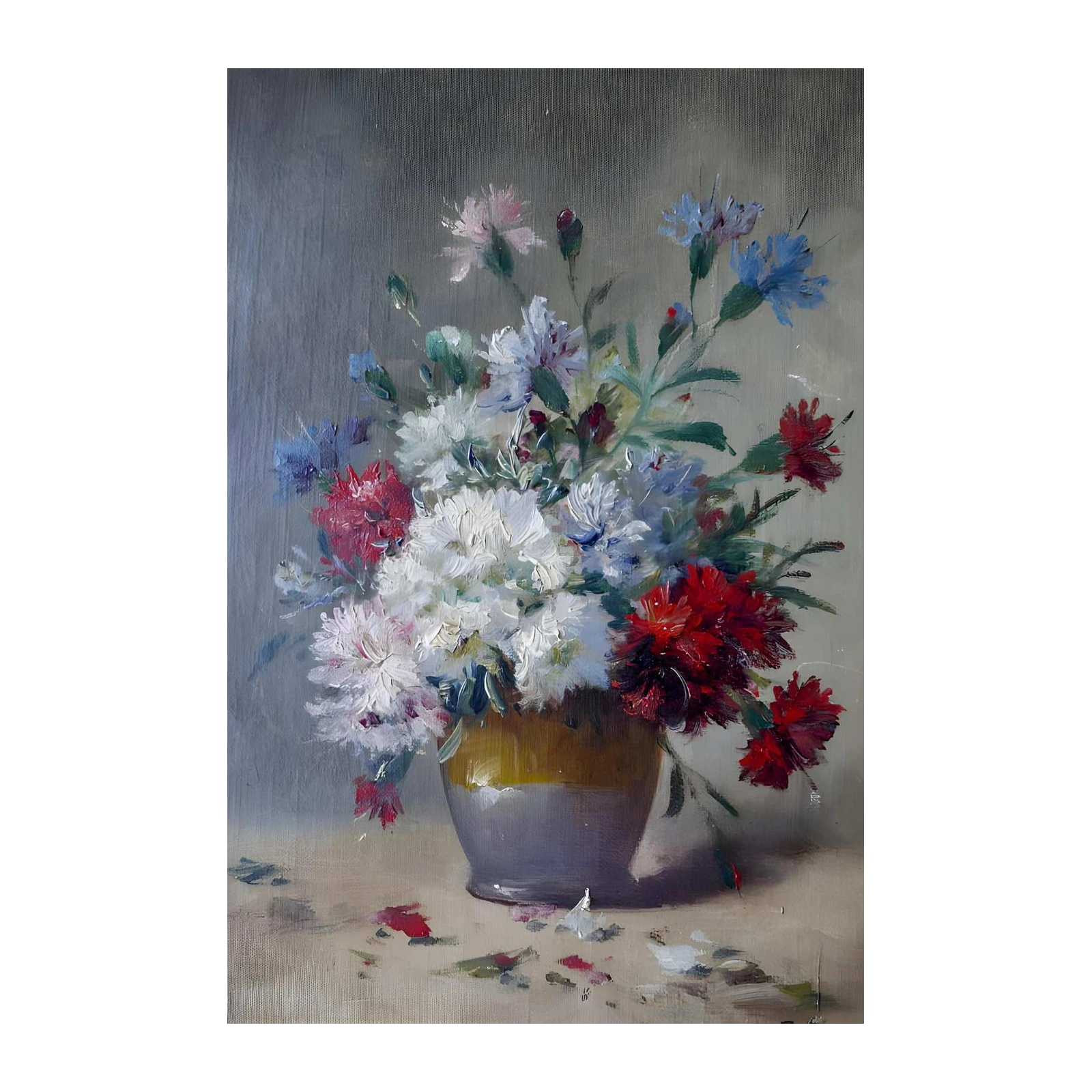 Floral Harmony Red White Blue Wall Art