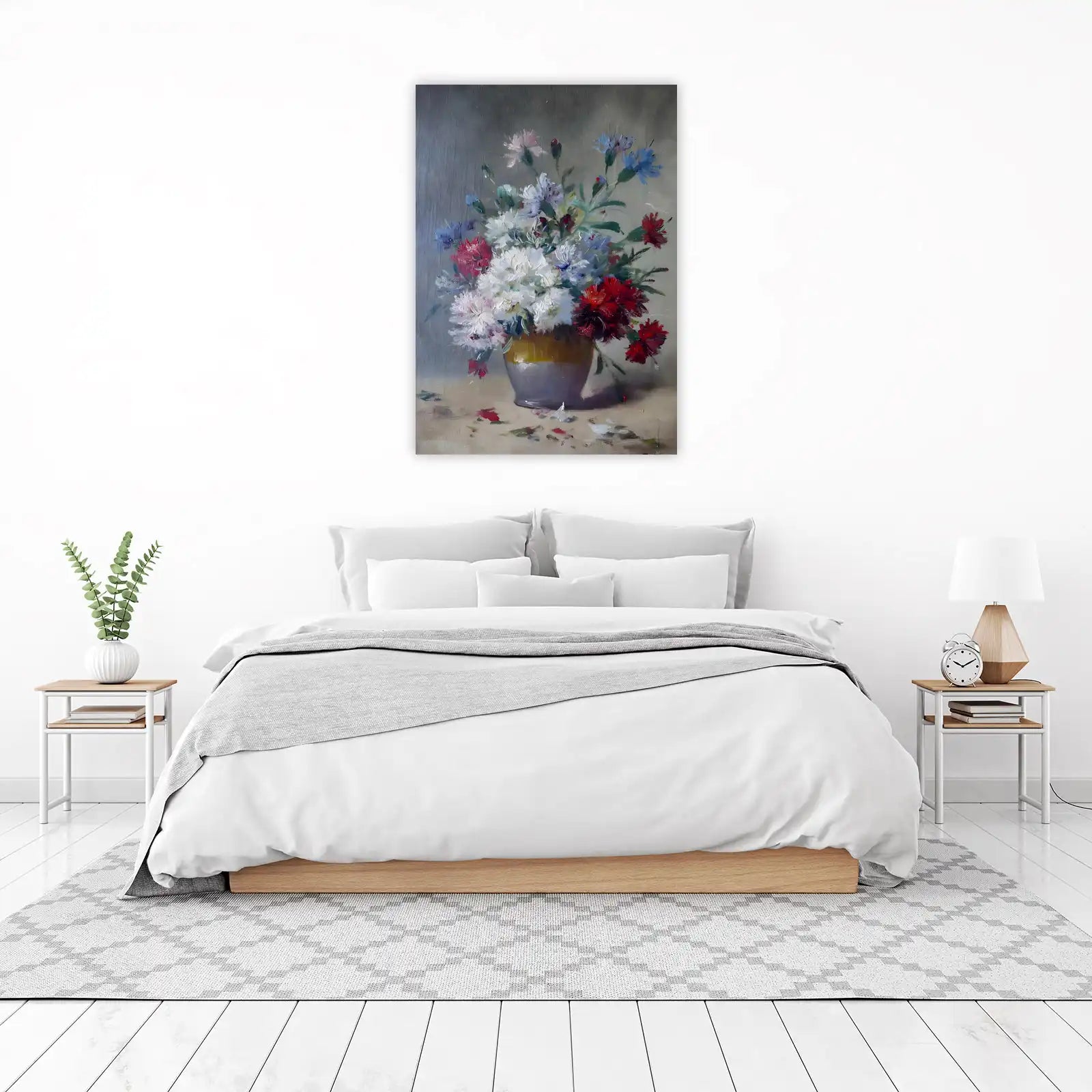 Floral Harmony Red White Blue Wall Art
