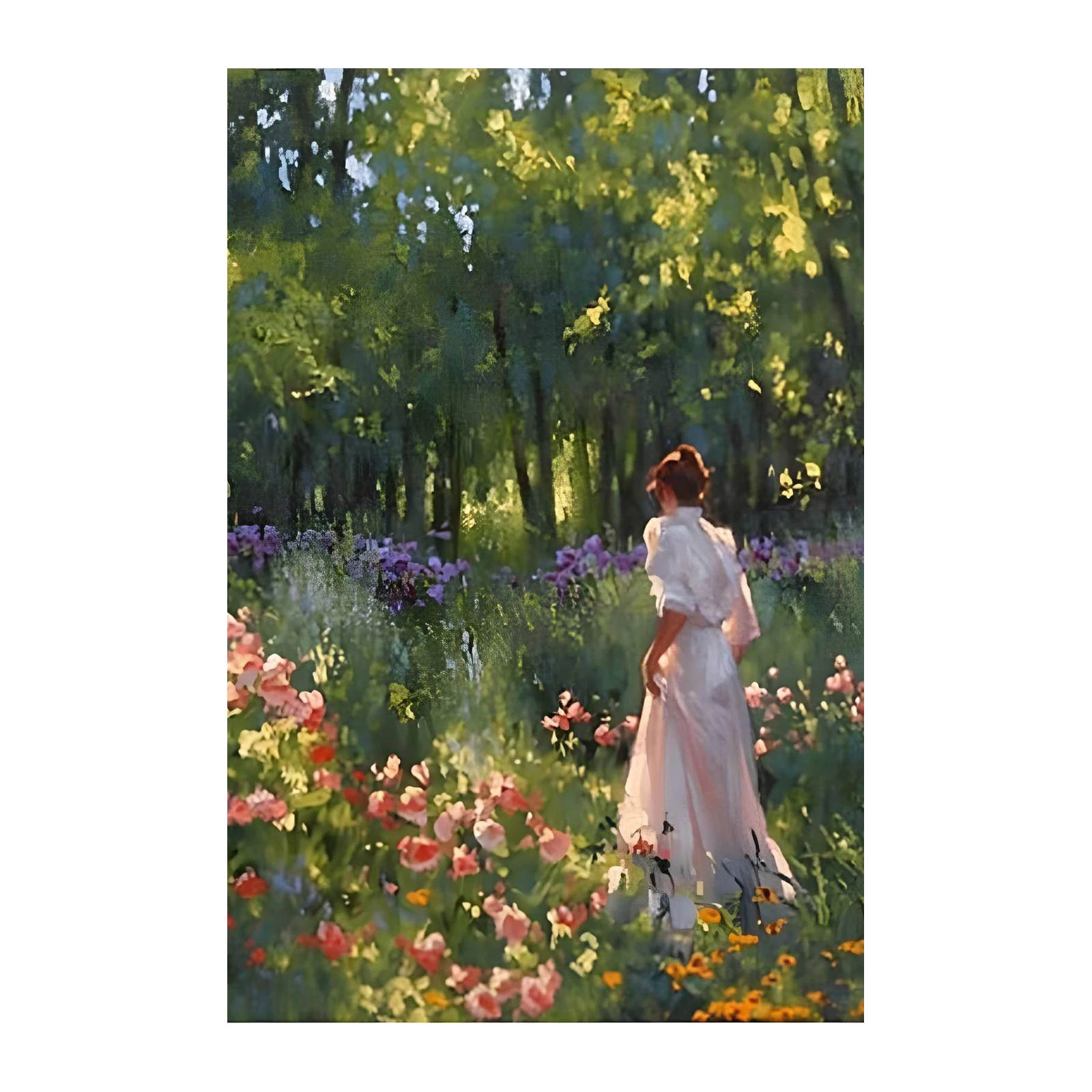 Enchanting Garden Scene Woman Wall Art