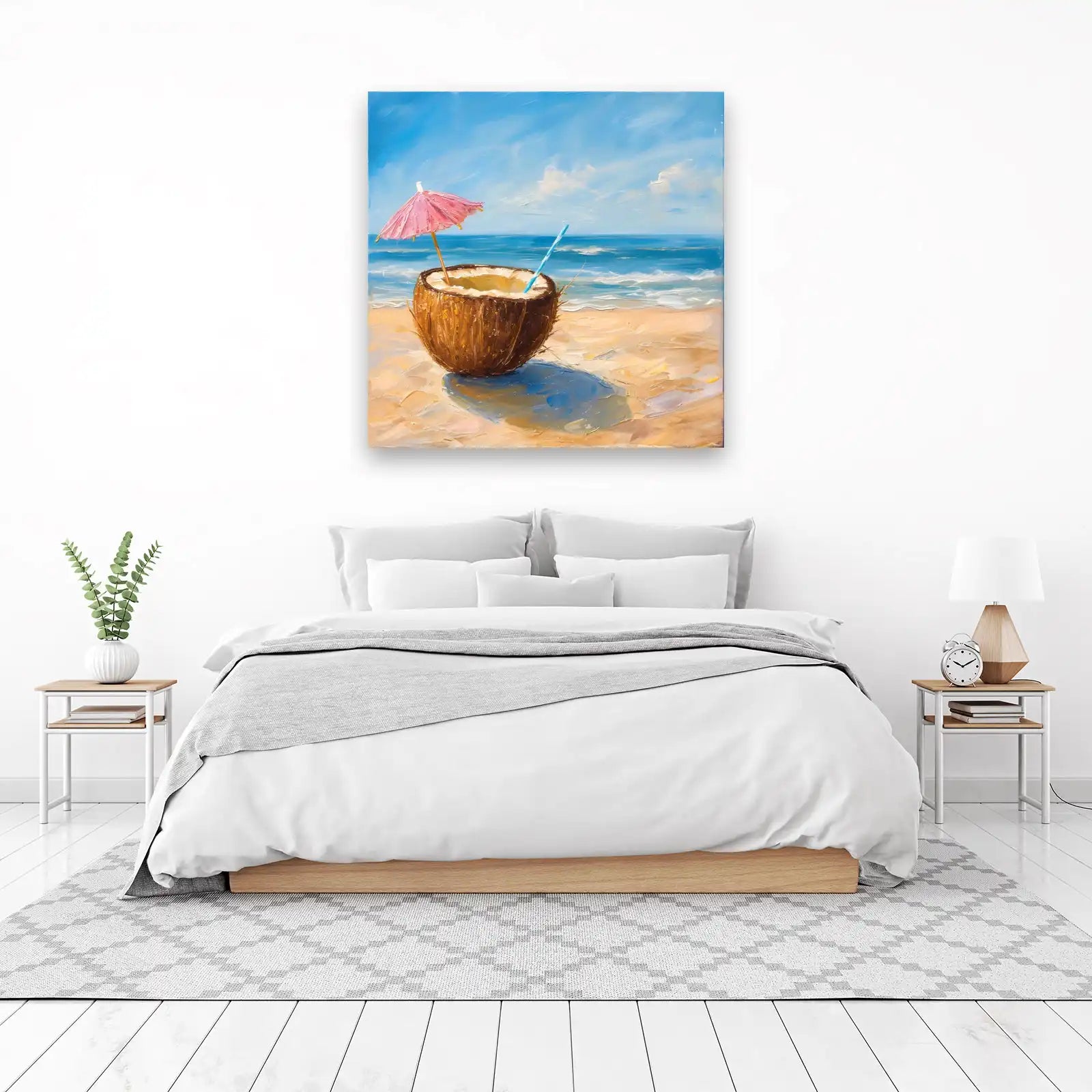 Tropical Coconut Beach Scene Wall Art