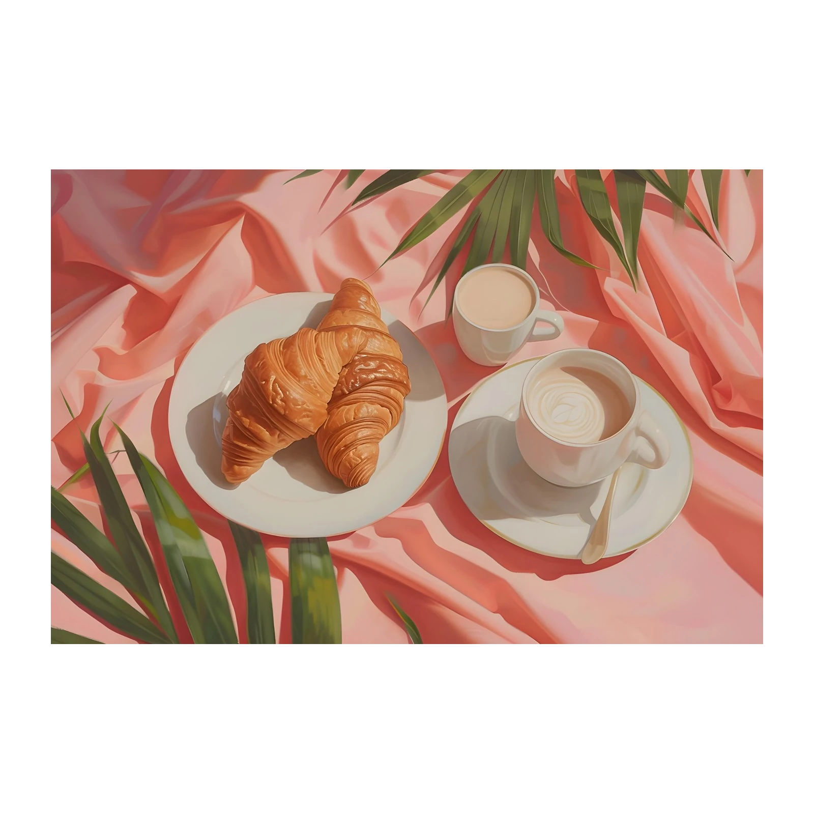 Elegant Croissant & Coffee Morning Wall Art