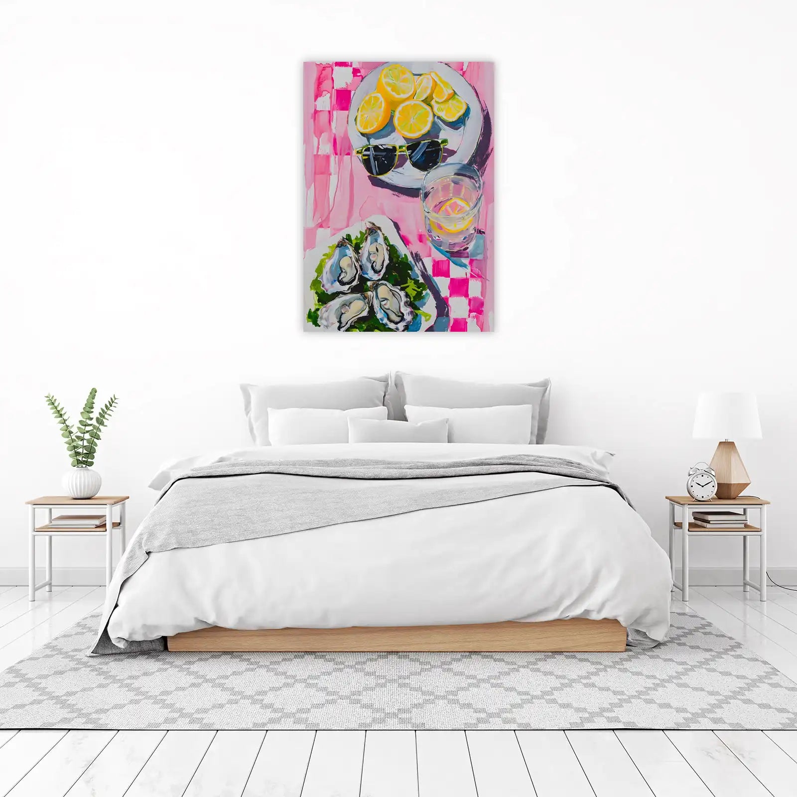 Vibrant Oysters & Lemons Beach Day Wall Art