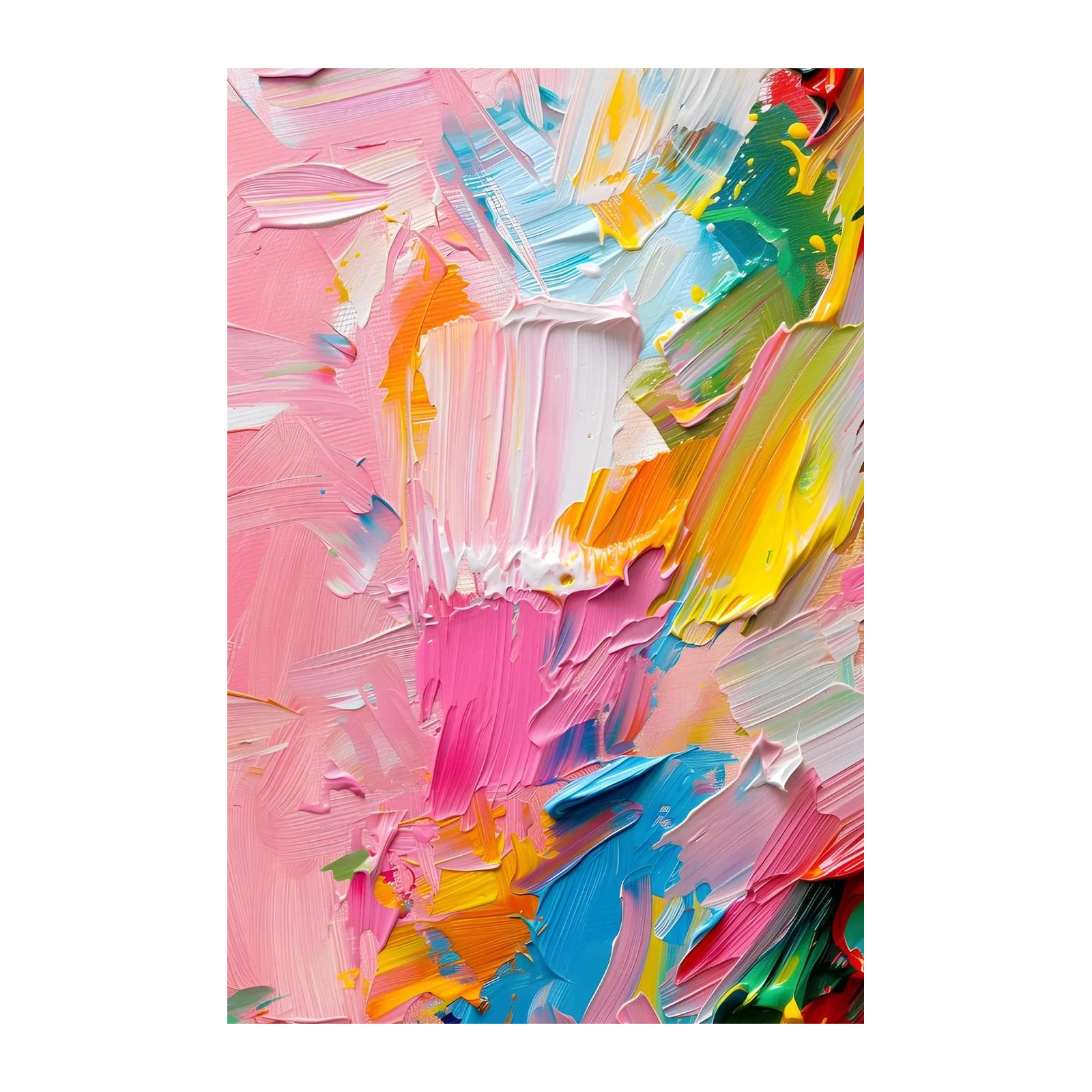 Vibrant Abstract Impasto Pink & Blue Wall Art