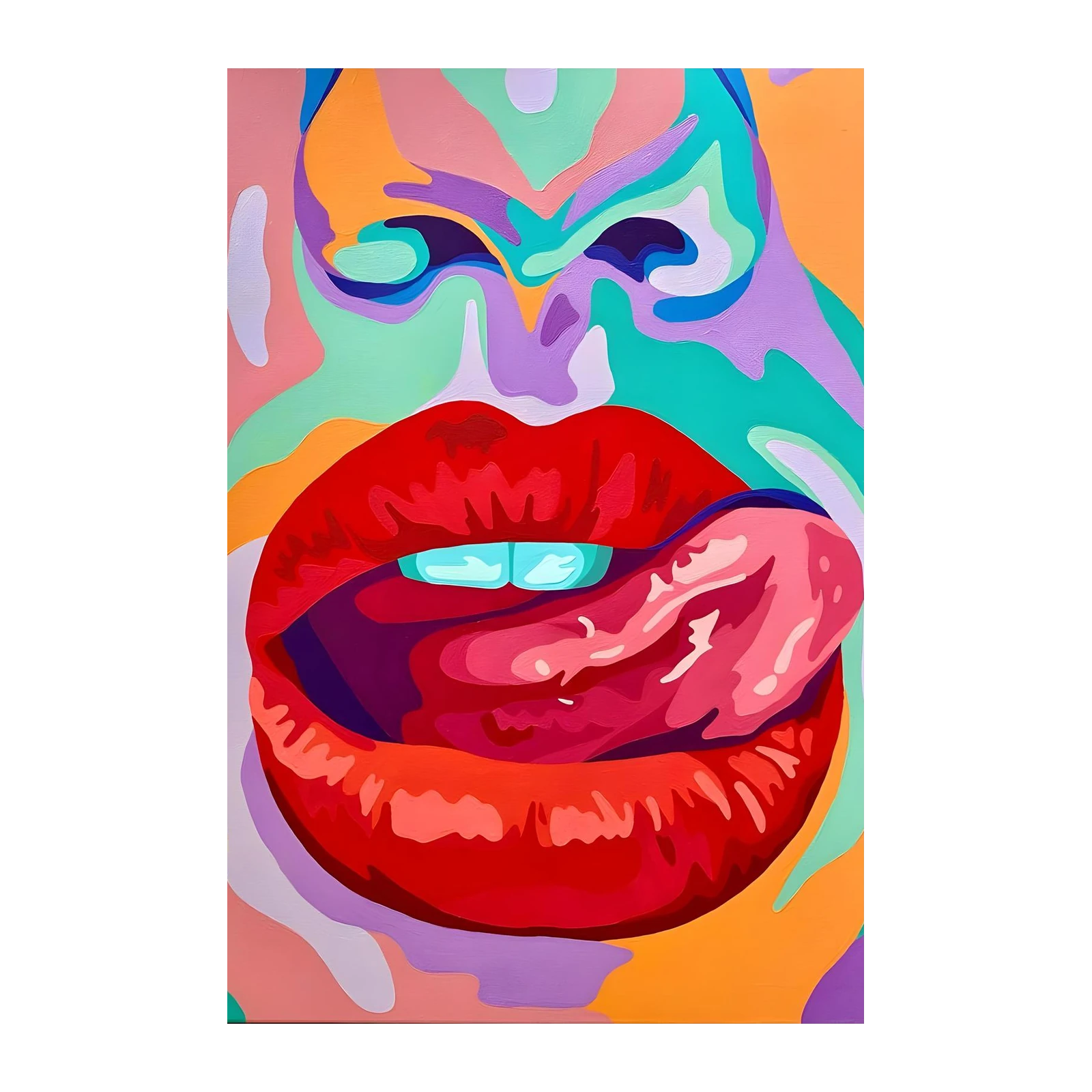 Vibrant Pop Art Lips Wall Art