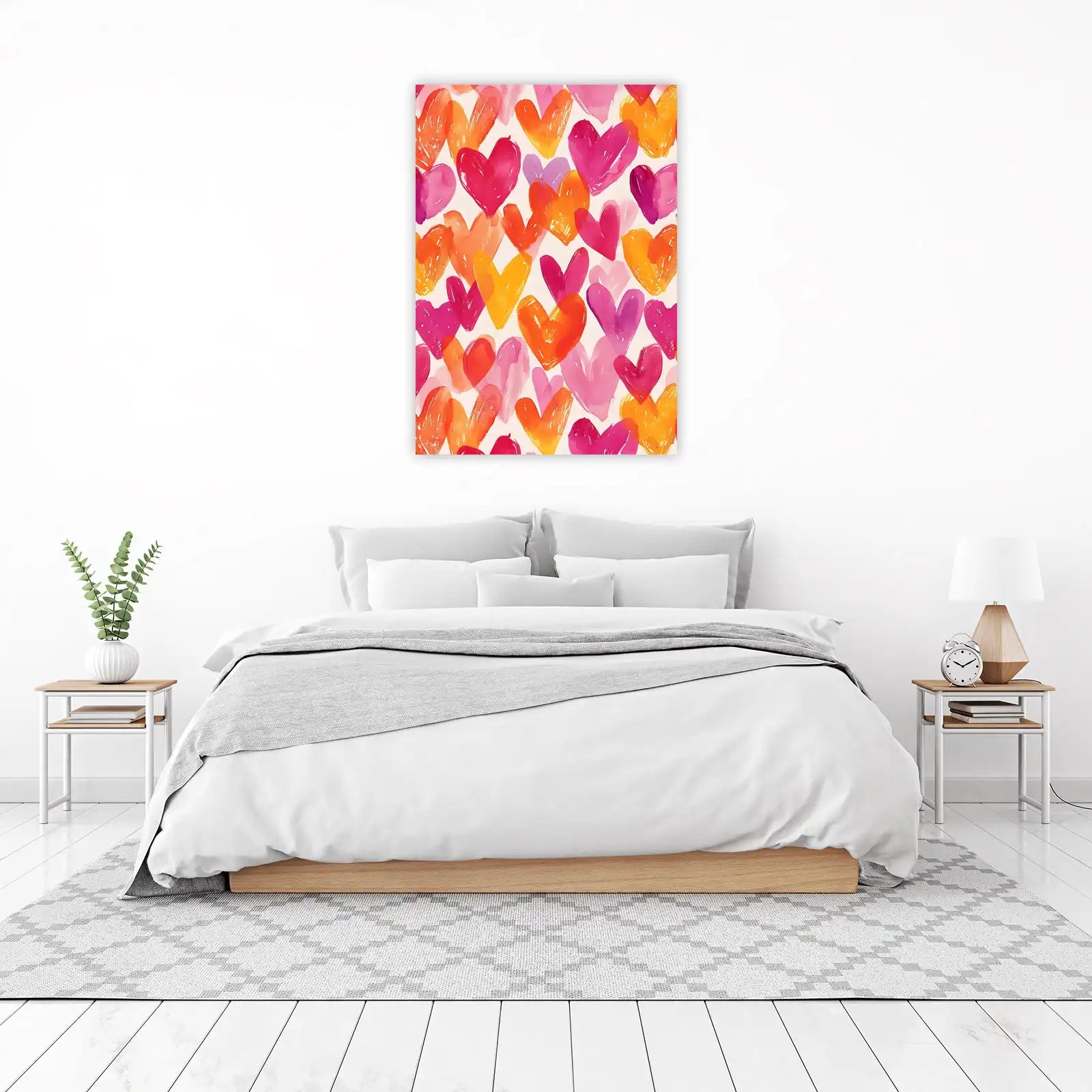 Vibrant Watercolor Hearts Wall Art