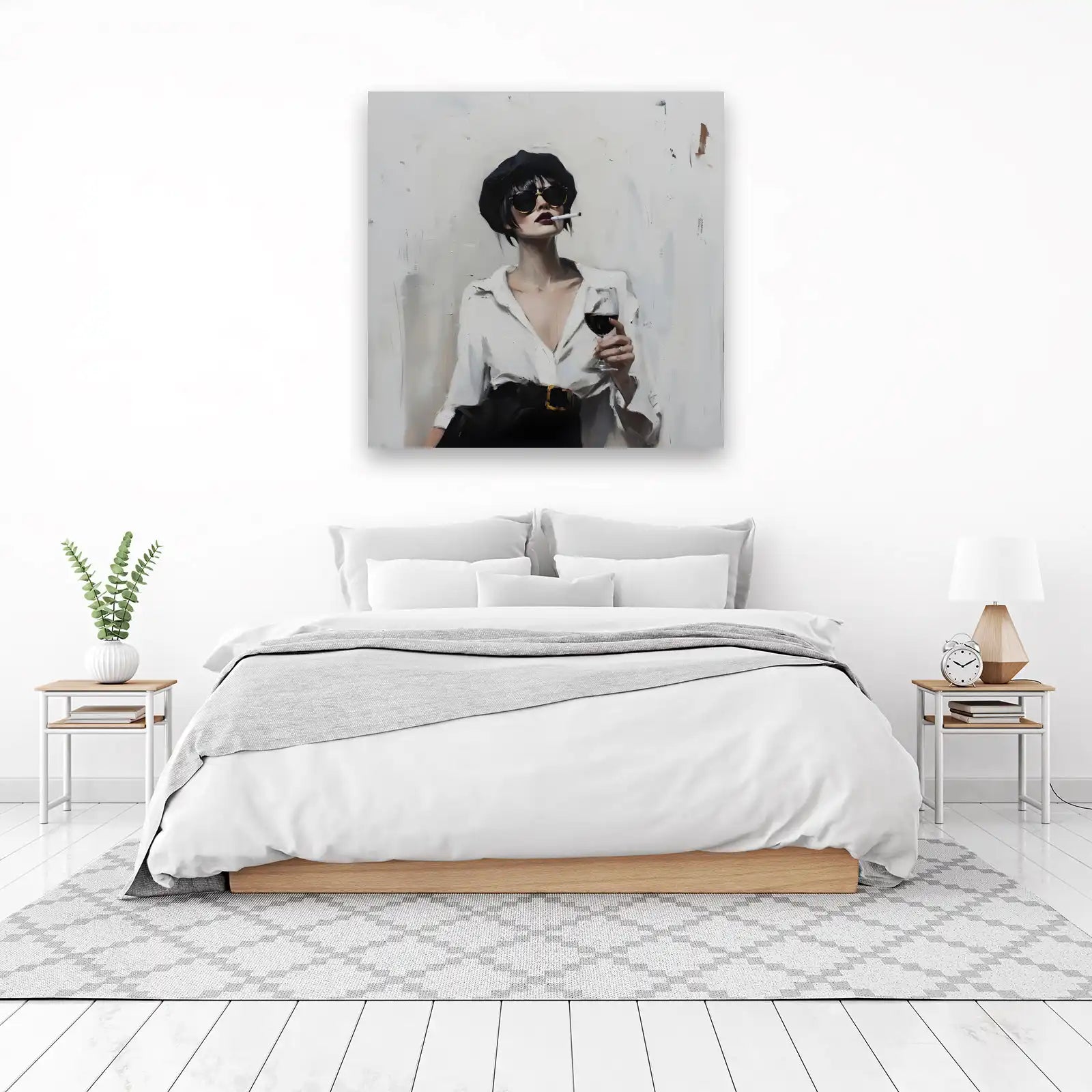 Chic Parisian Woman with Wine Wall Art